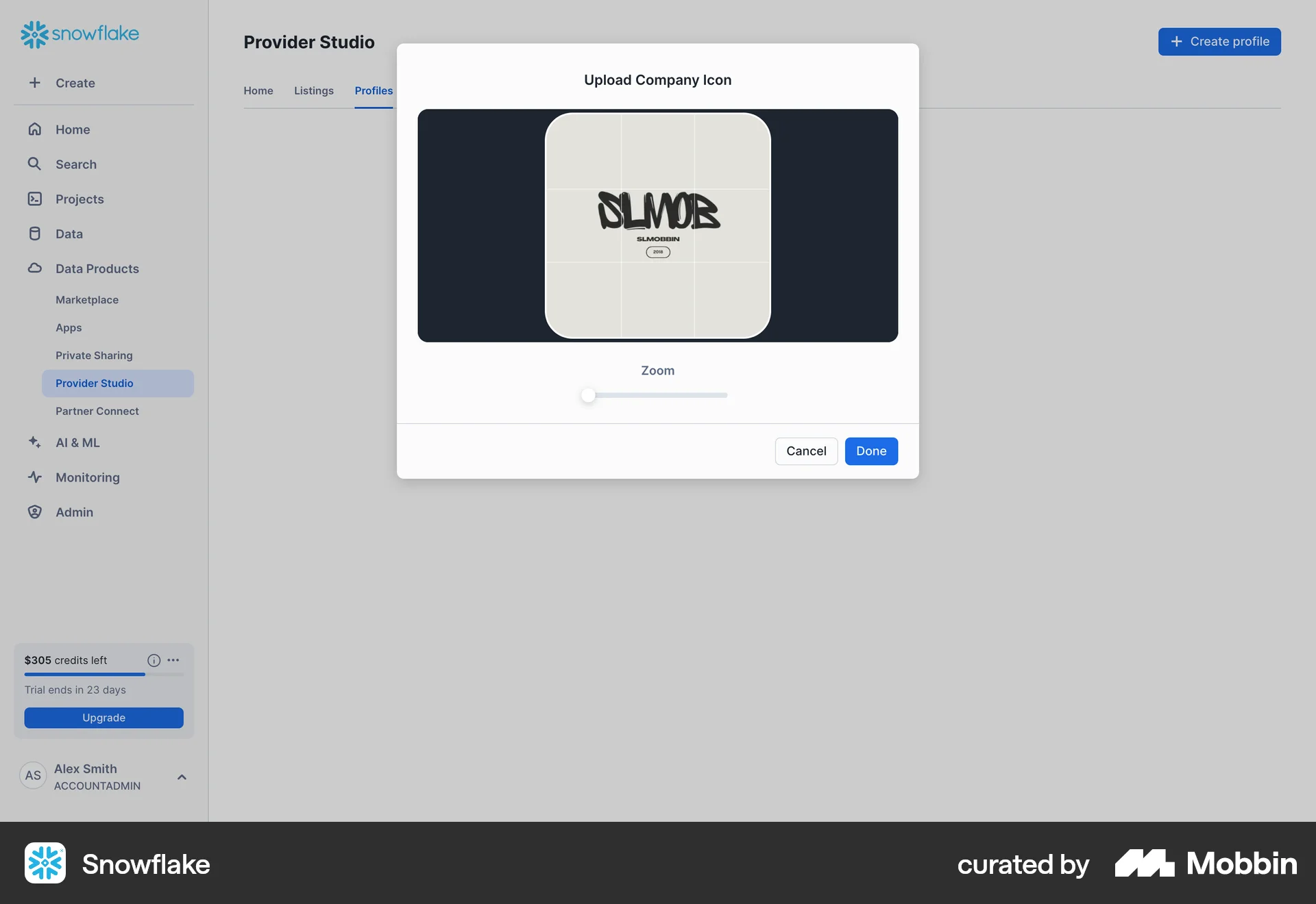 Snowflake Web Media Editor screen