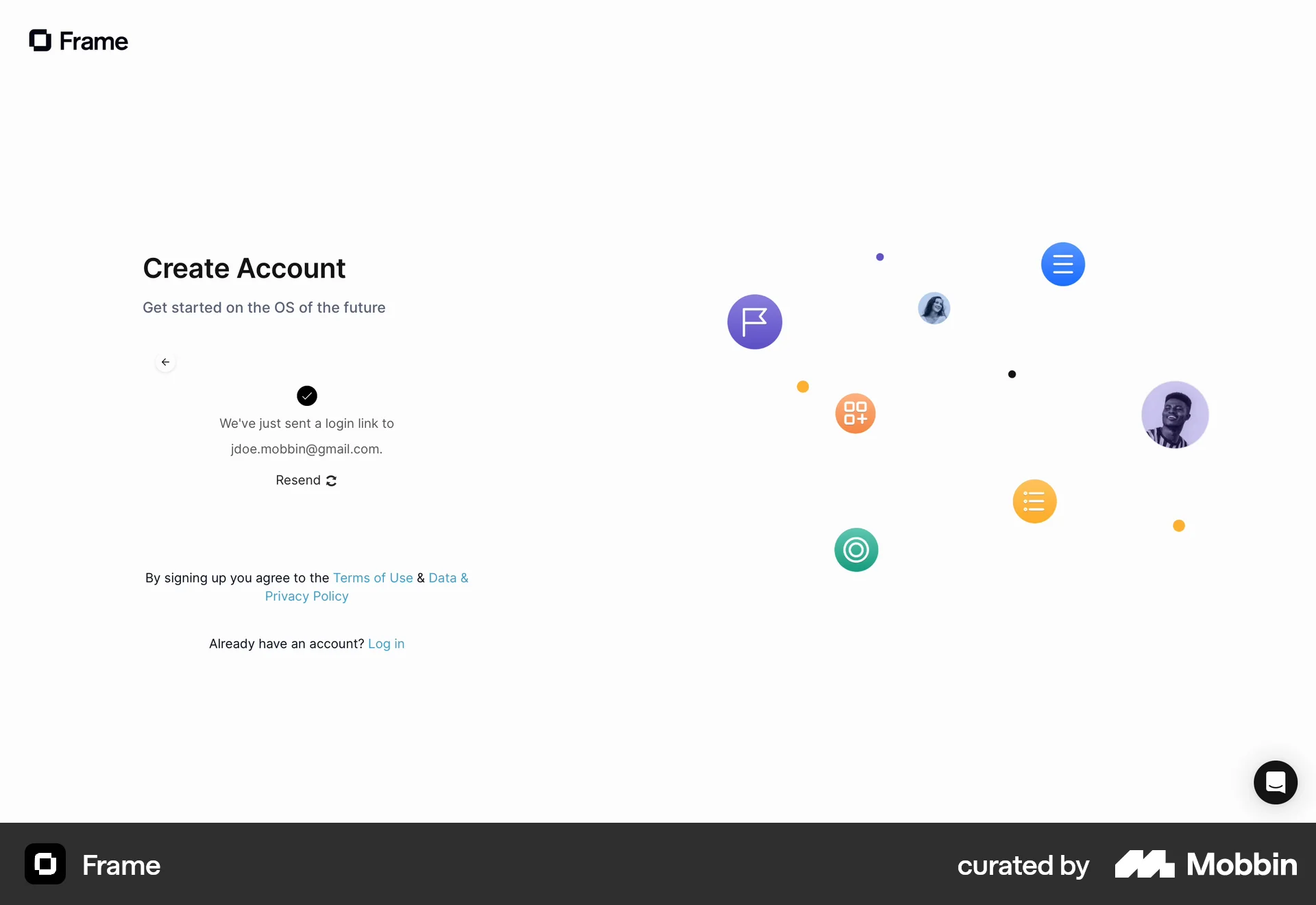 Frame Web Verification screen
