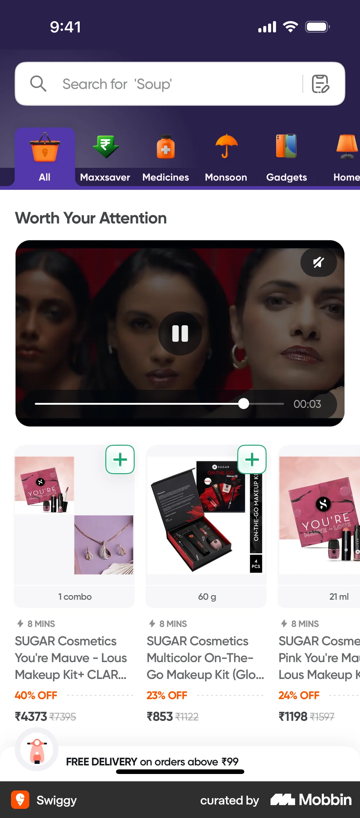 Swiggy iOS Video Player screen