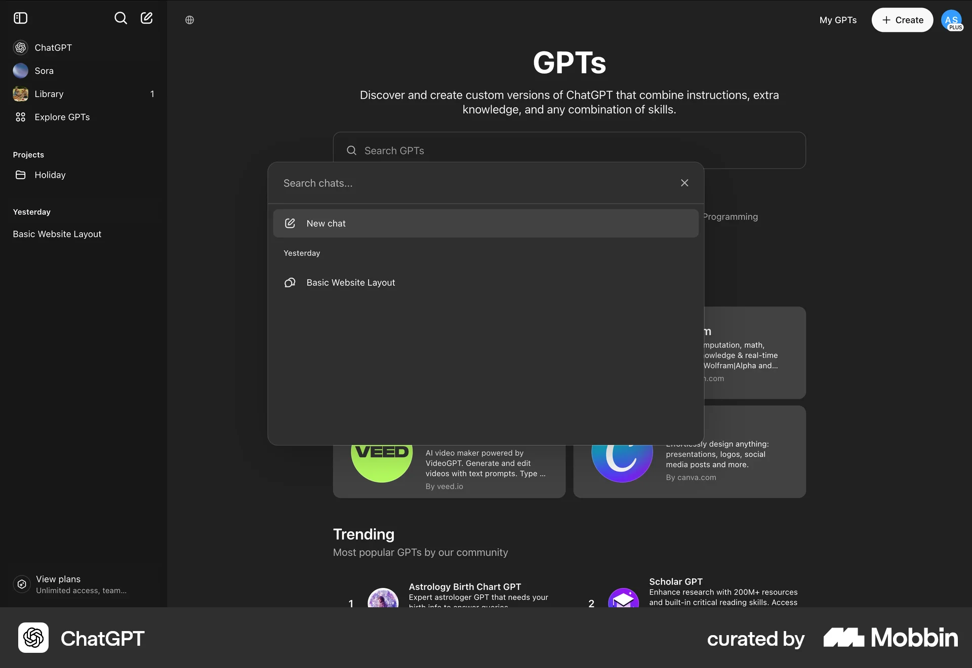 ChatGPT Web Dark Mode screen