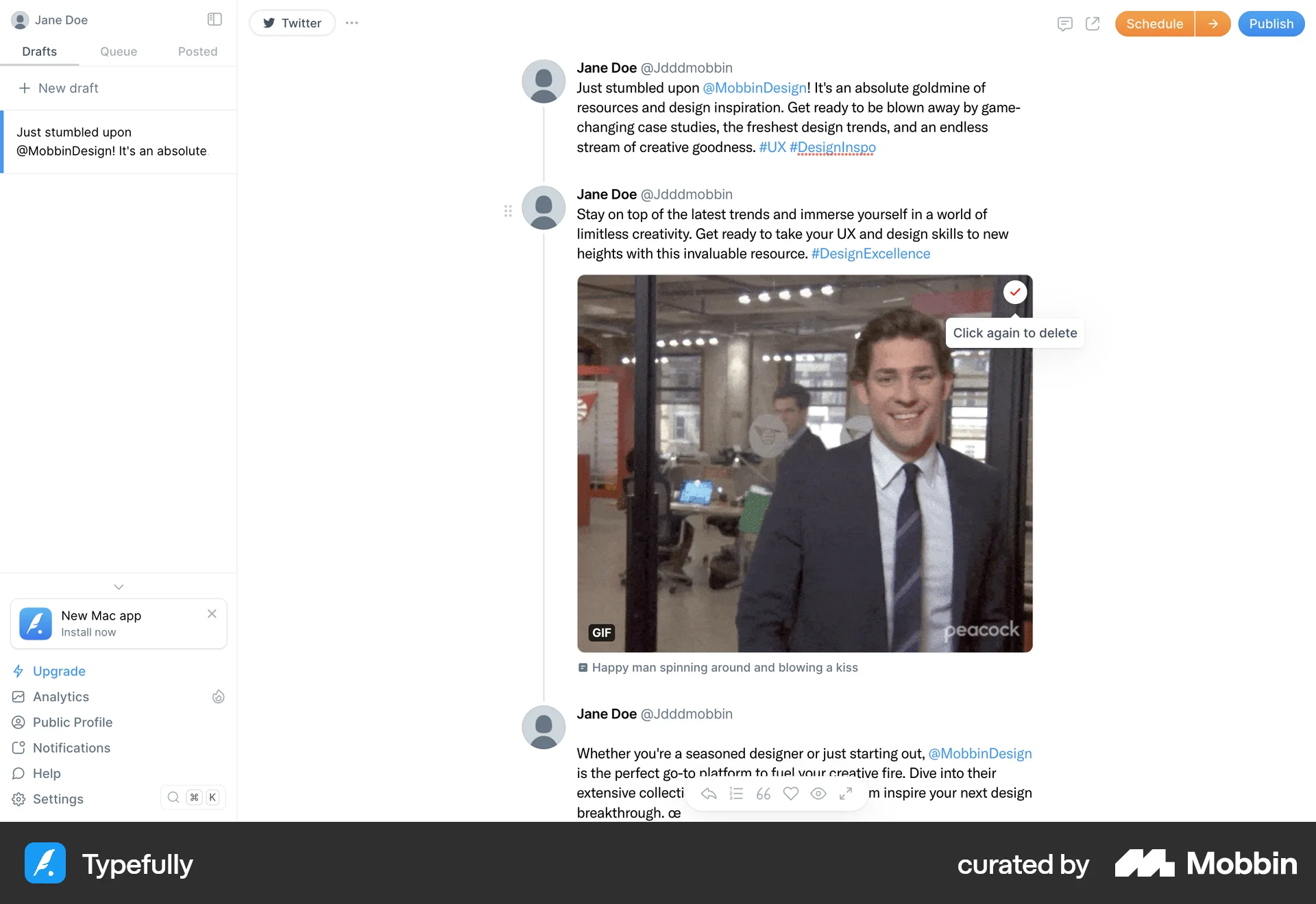Typefully Web Confirmation screen