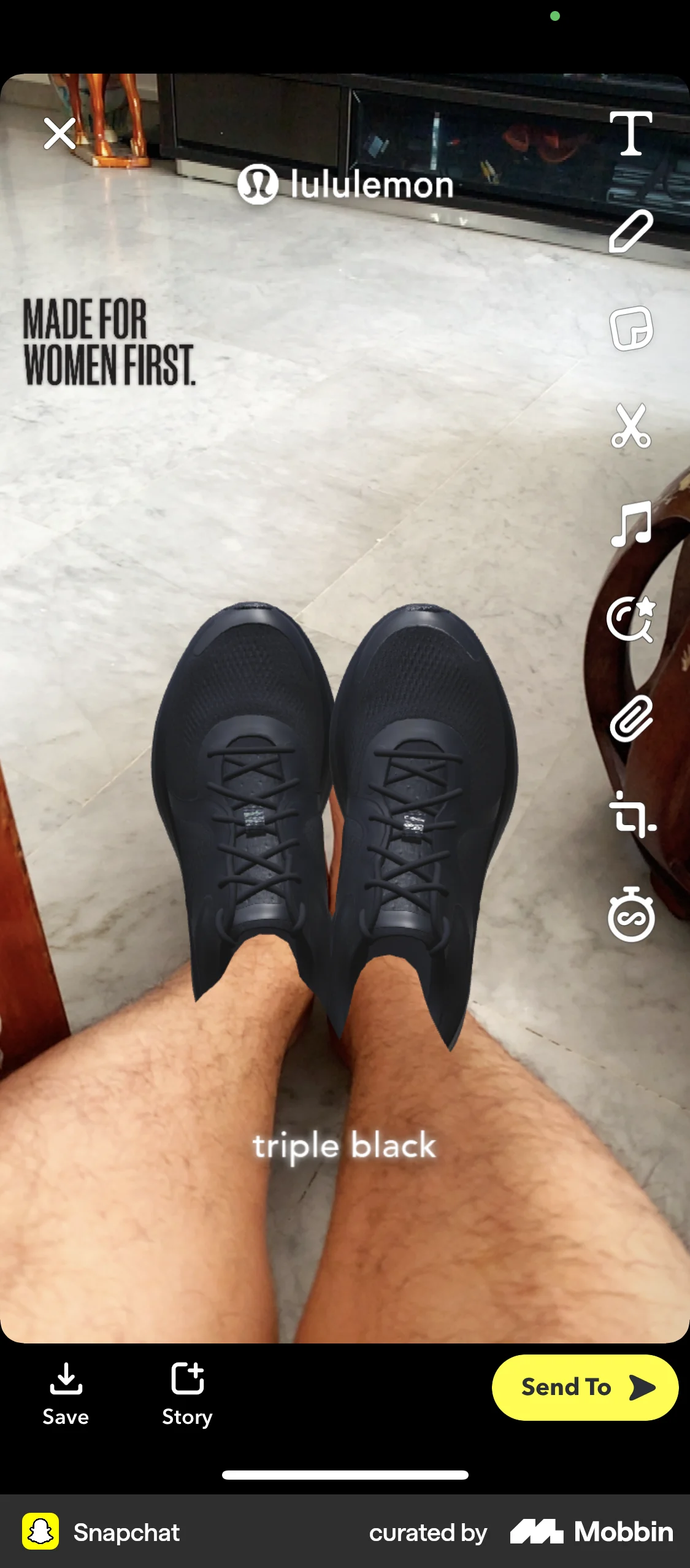 Snapchat iOS Augmented Reality screen