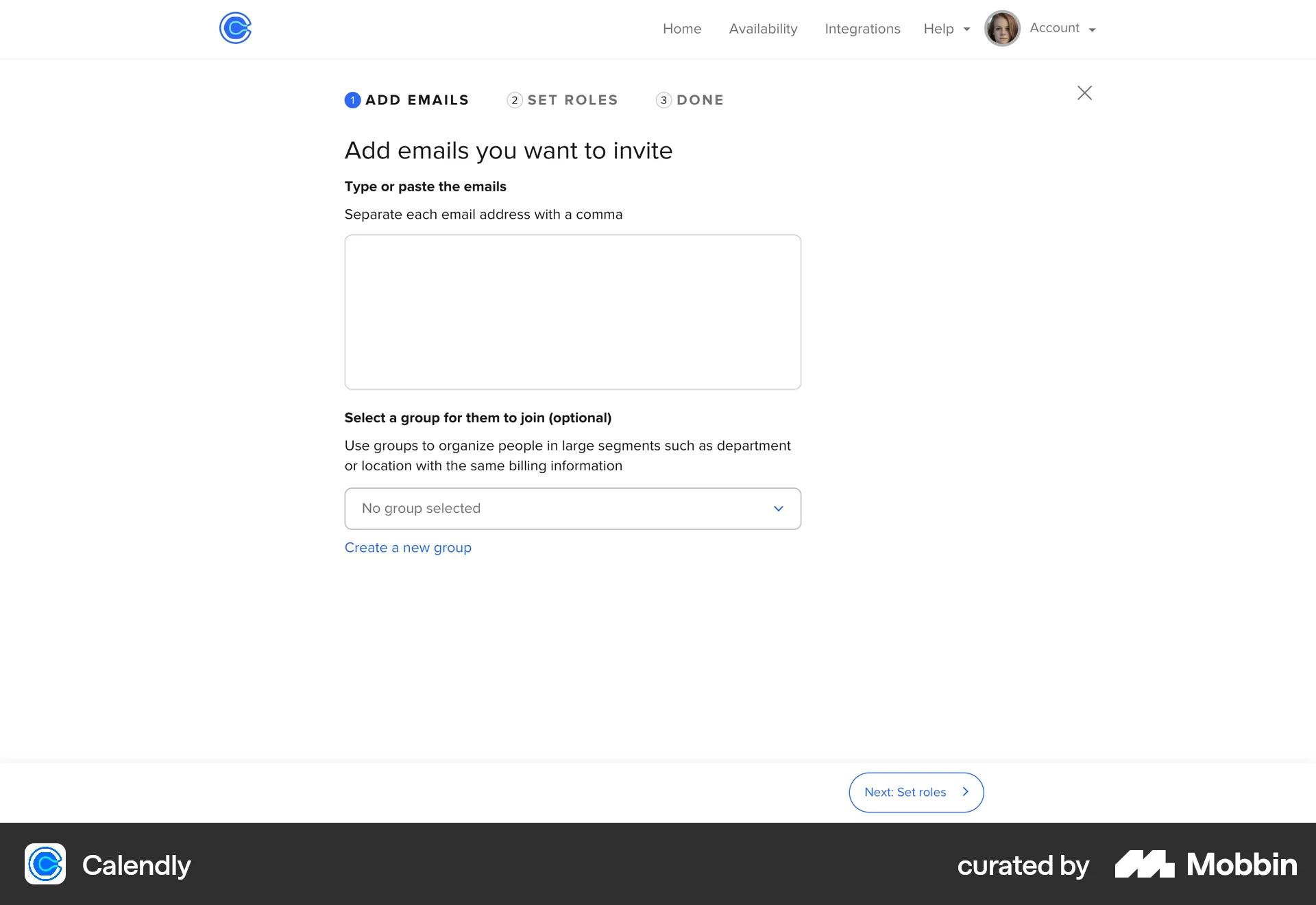 Calendly Web screen containing Full-Screen Overlay UI element