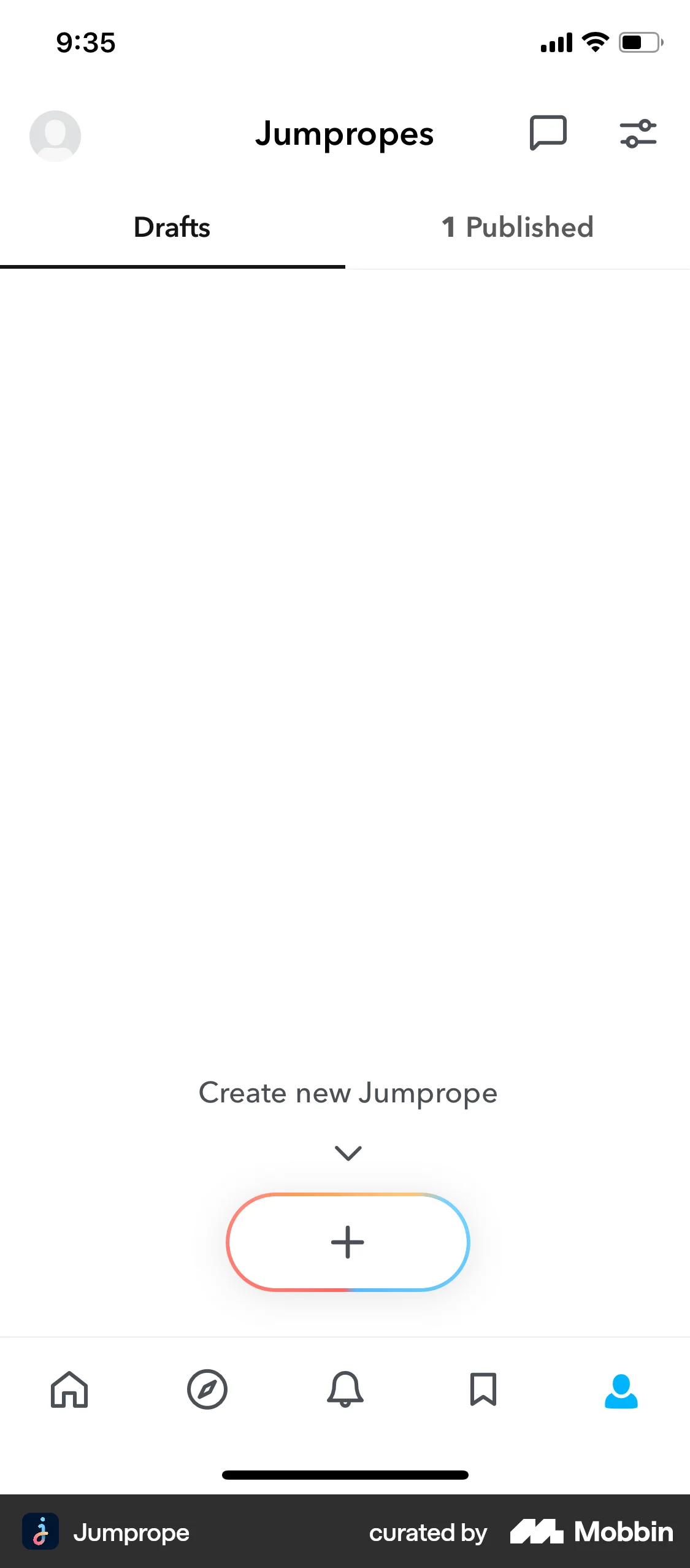 Jumprope iOS Photo & Video App screen