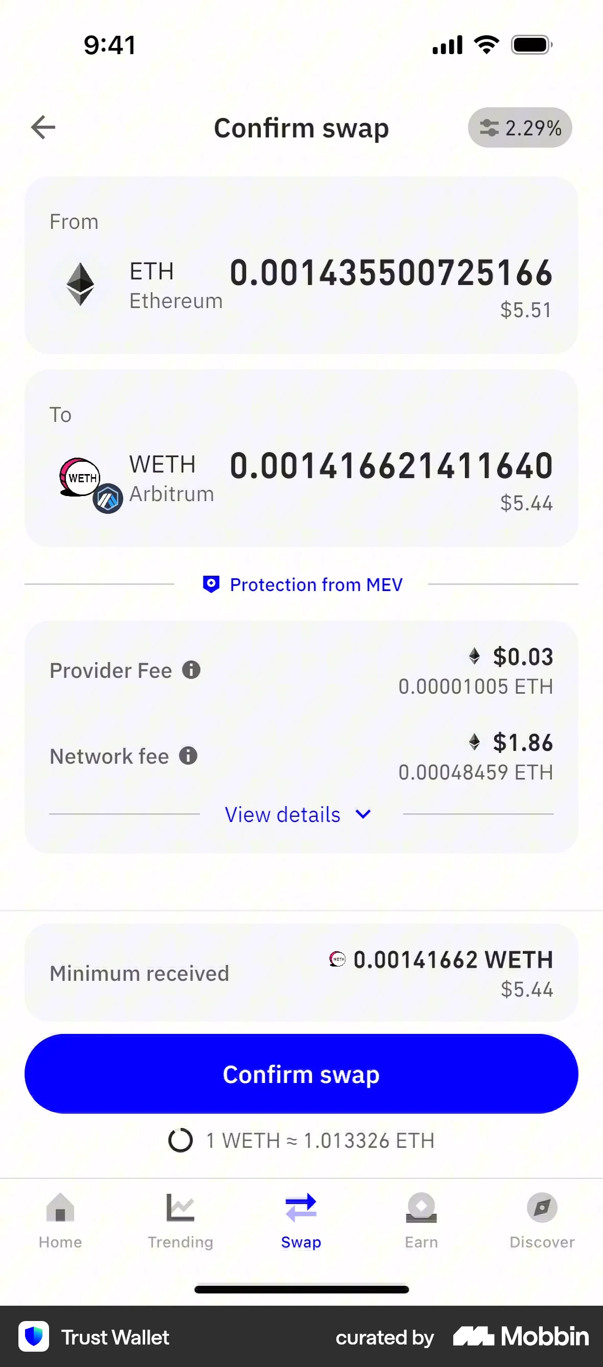 Trust Wallet iOS Pricing screen