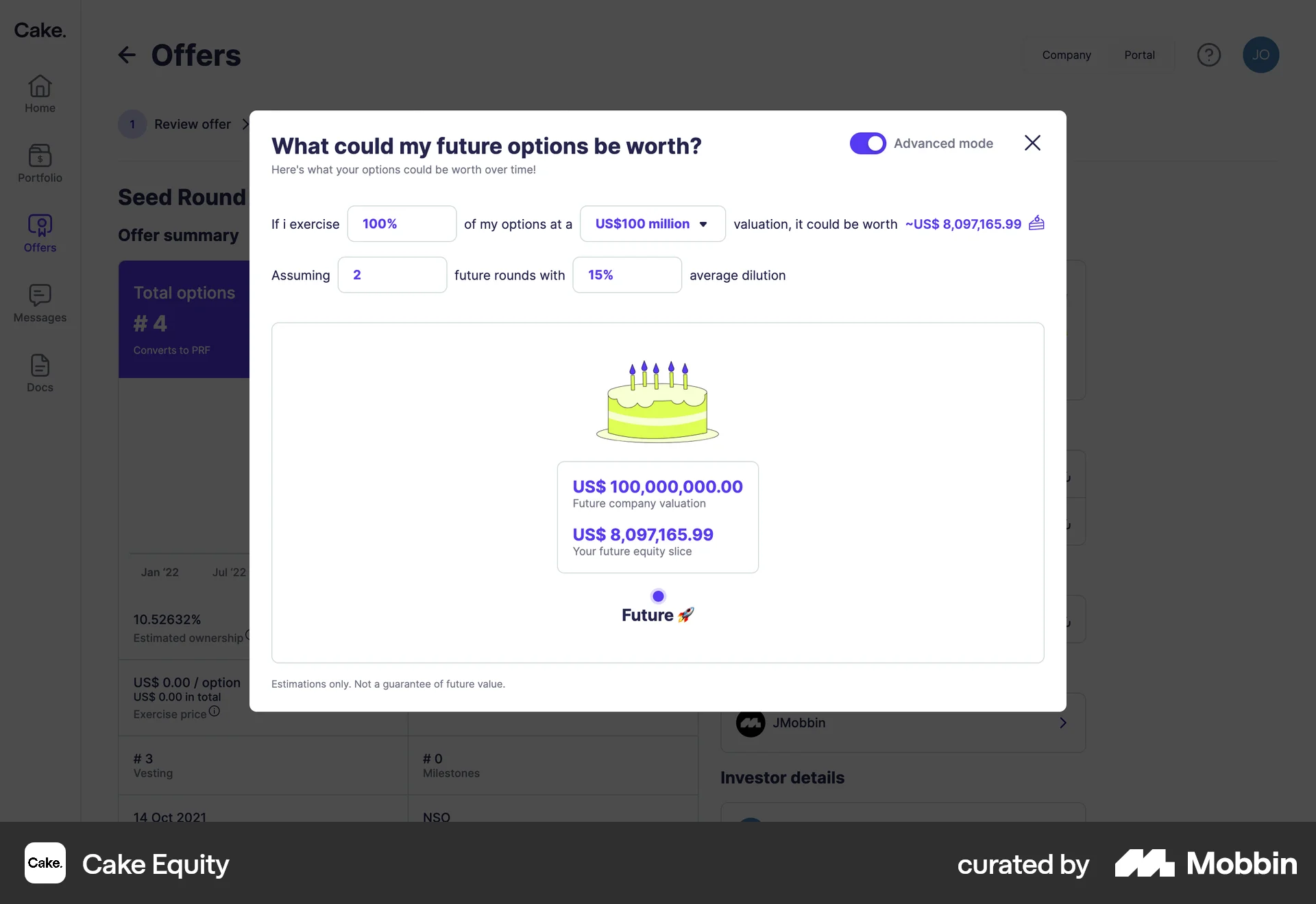 Cake Equity Web Misc screen