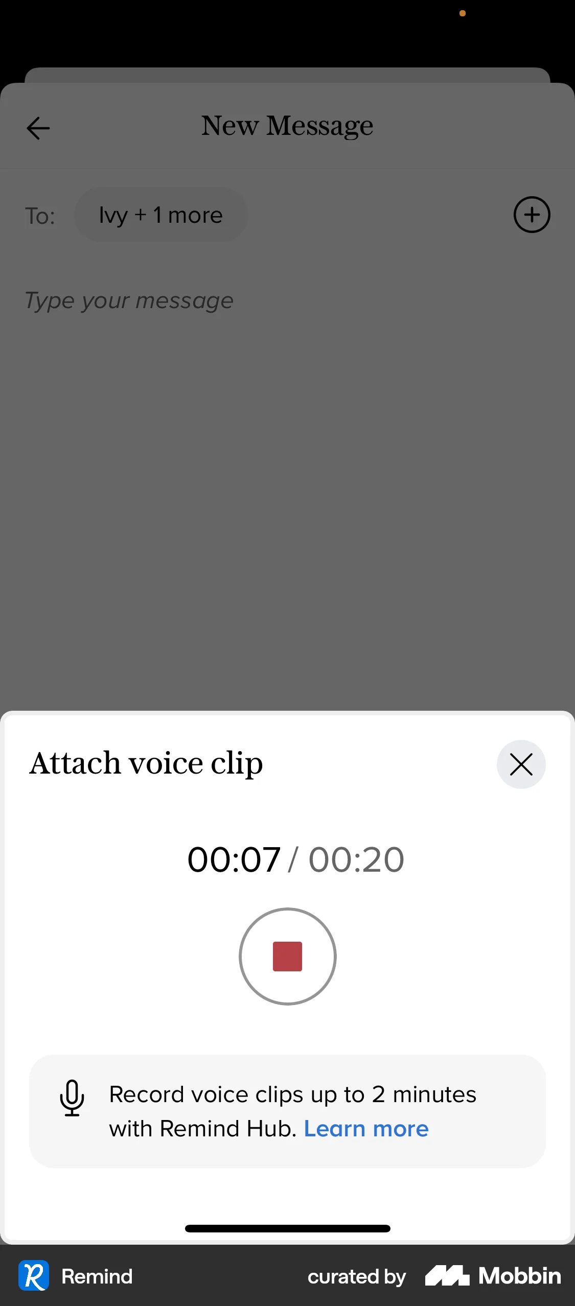 Remind iOS Audio & Video Recorder screen