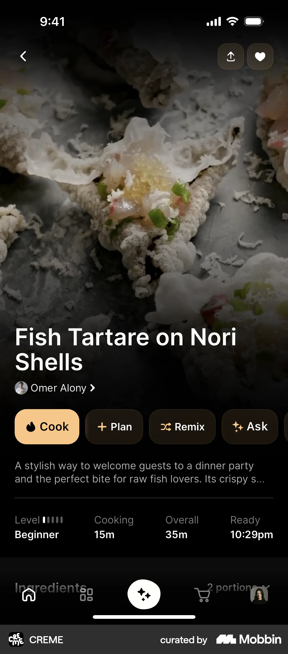 CREME iOS Favorite & Pin screen