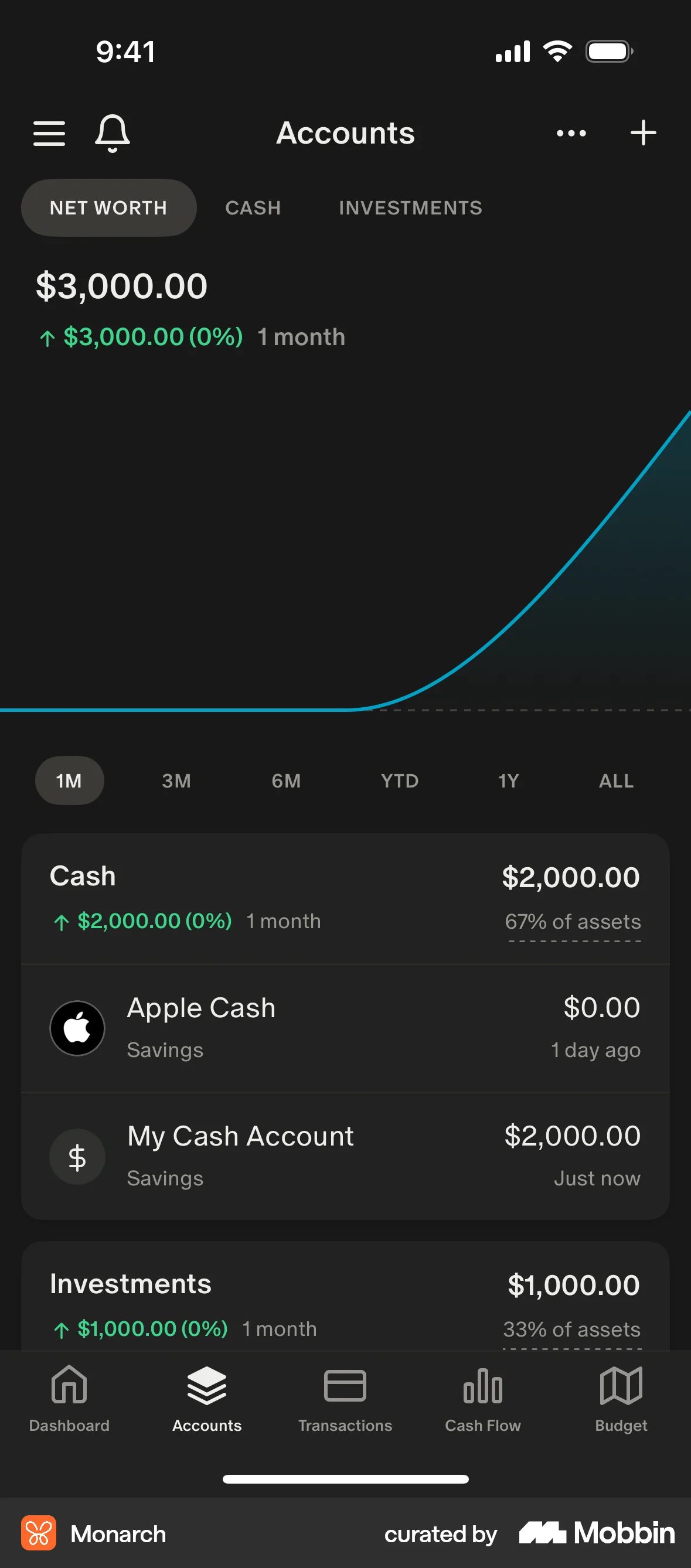 Monarch iOS Dark Mode screen