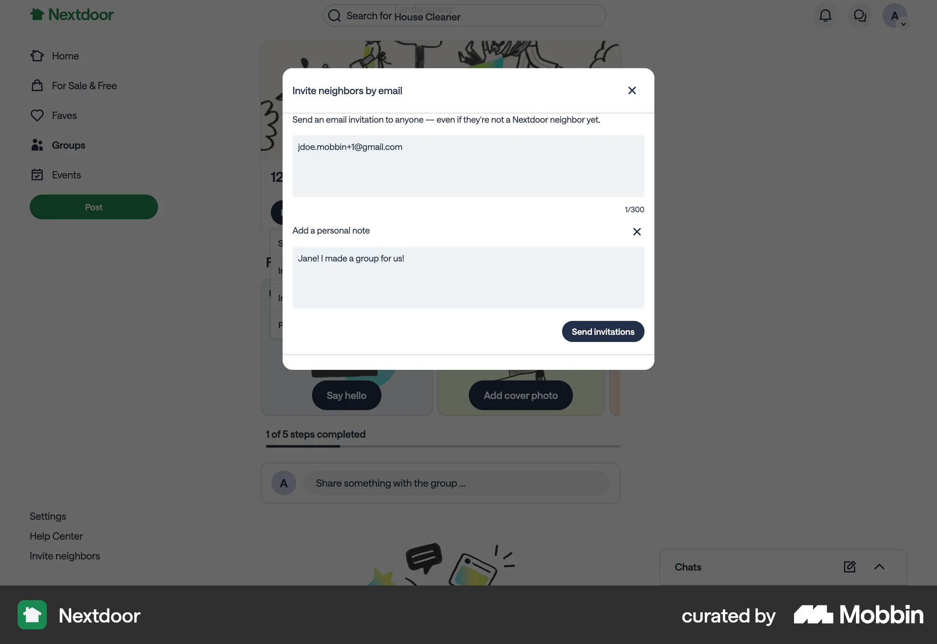 Nextdoor Web Invite Teammates screen