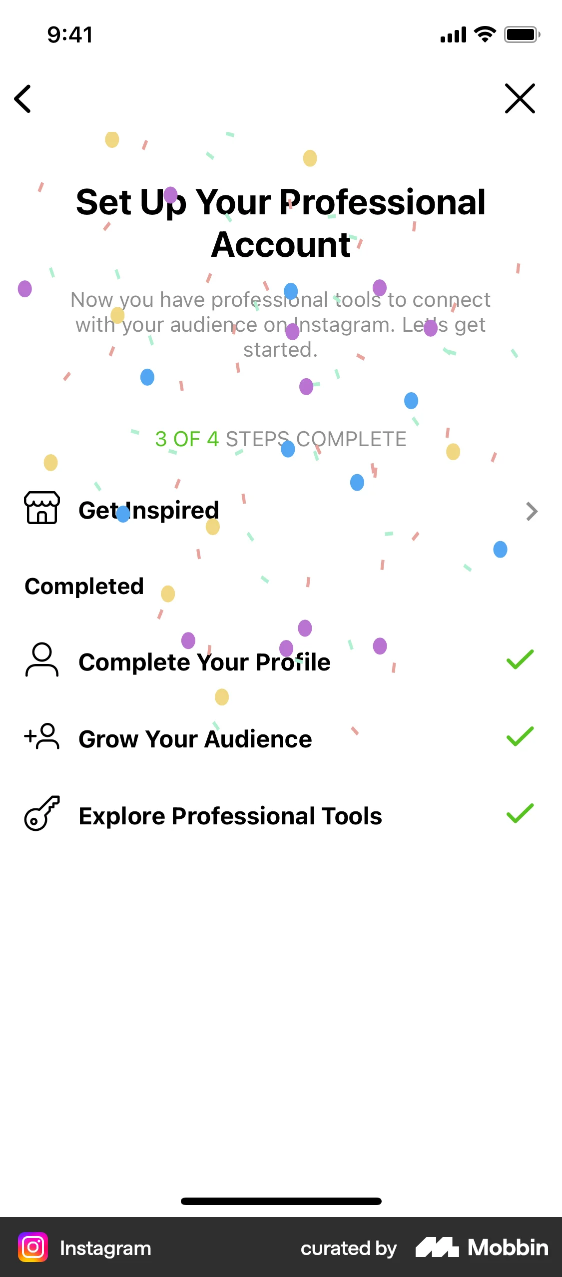 Instagram iOS Confetti screen