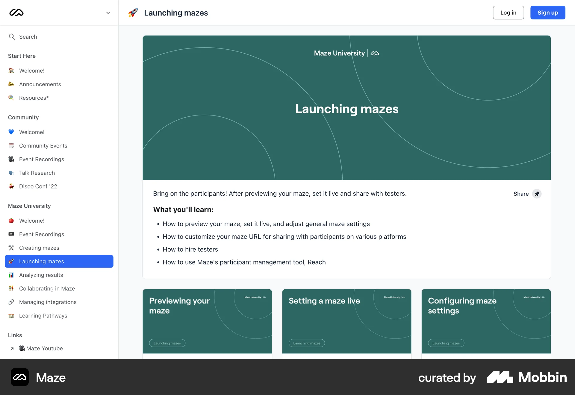 Maze Web Class & Lesson Detail screen