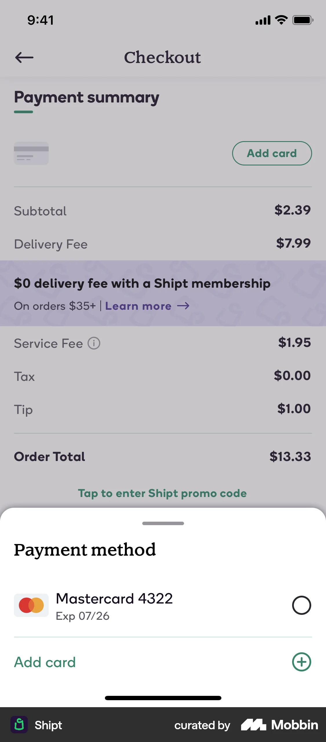 Shipt iOS Payment Method screen
