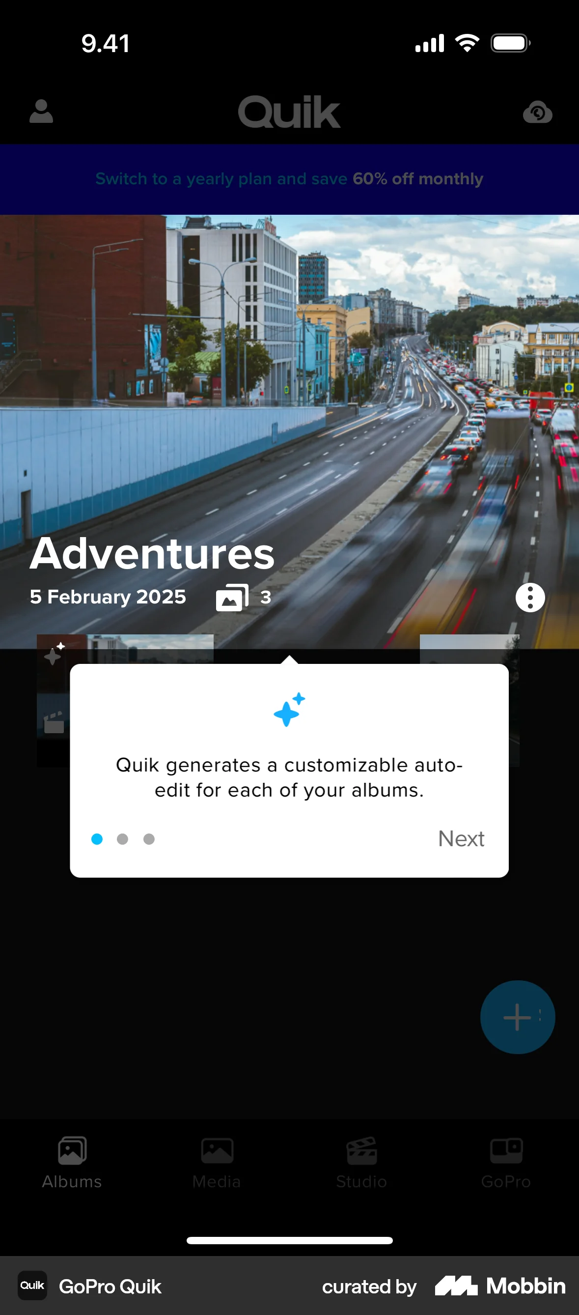 GoPro Quik iOS Guided Tour & Tutorial screen