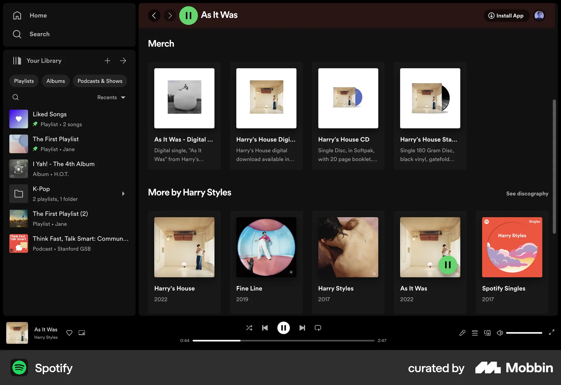Spotify Web Song & Podcast Detail screen