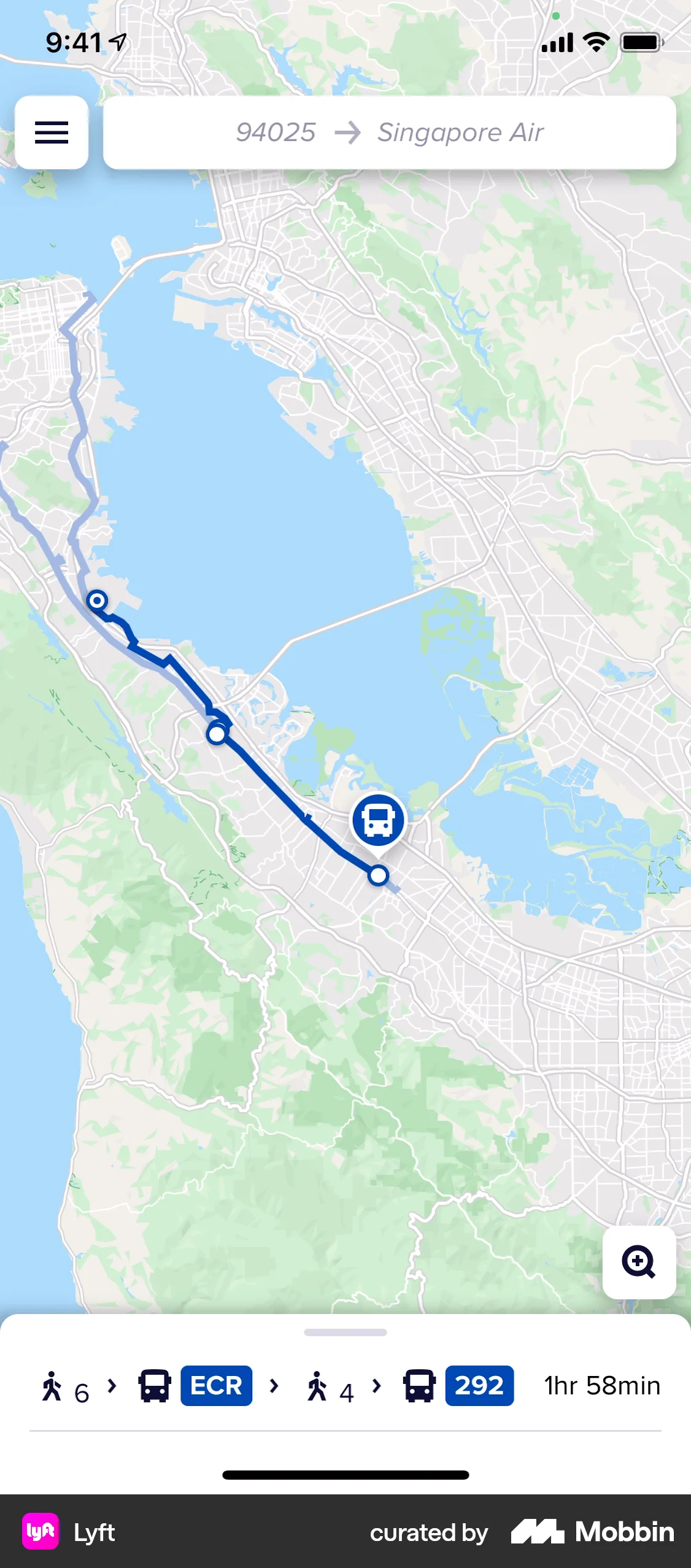 Lyft iOS Map screen