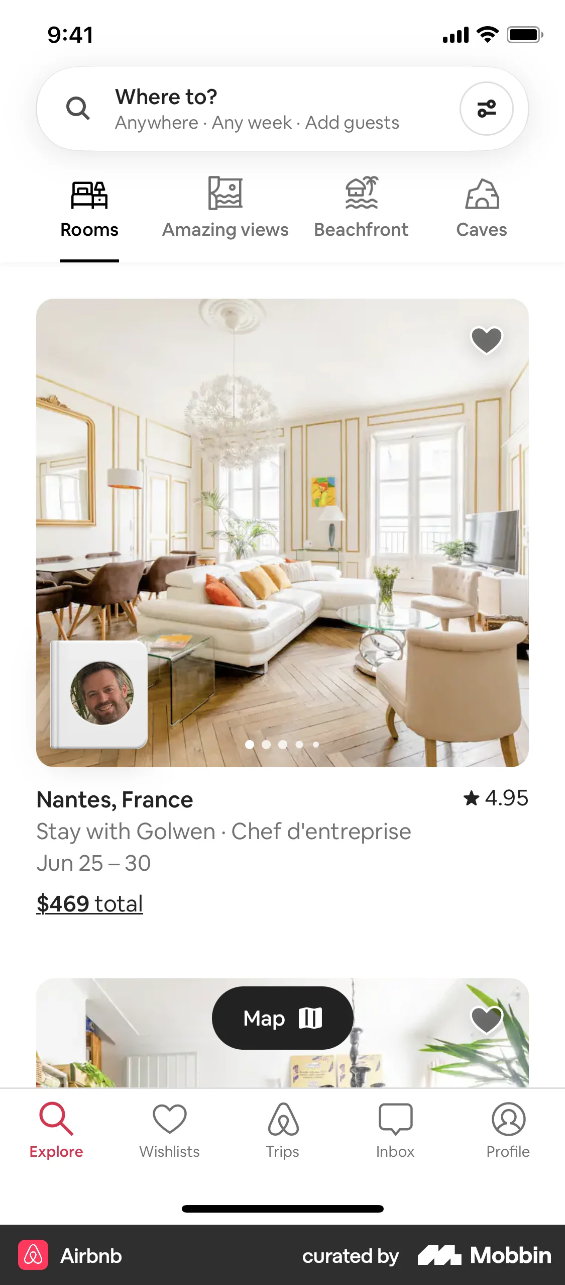 Airbnb iOS Home screen