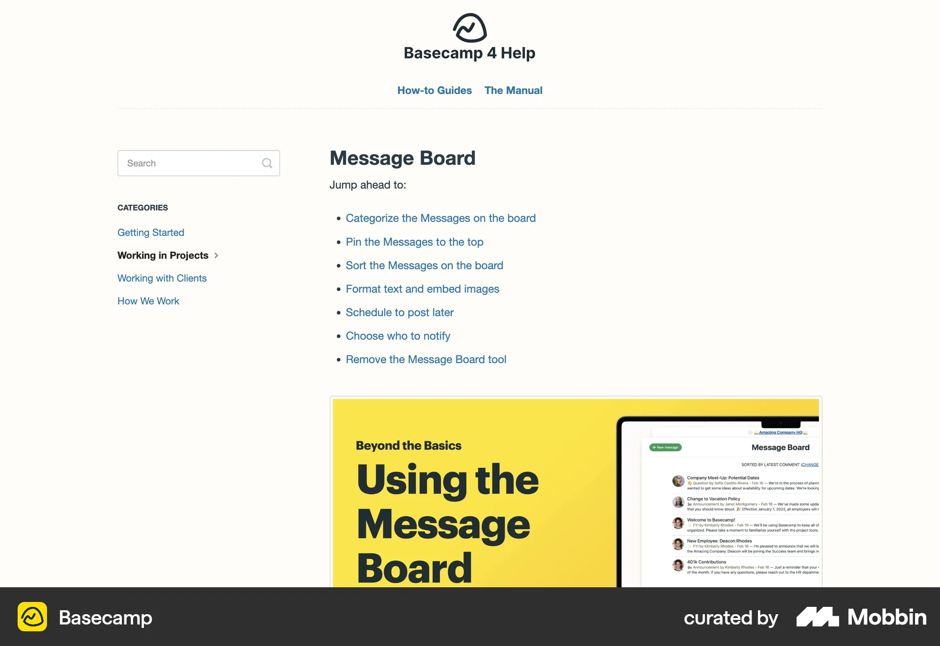 Basecamp Web Article Detail screen