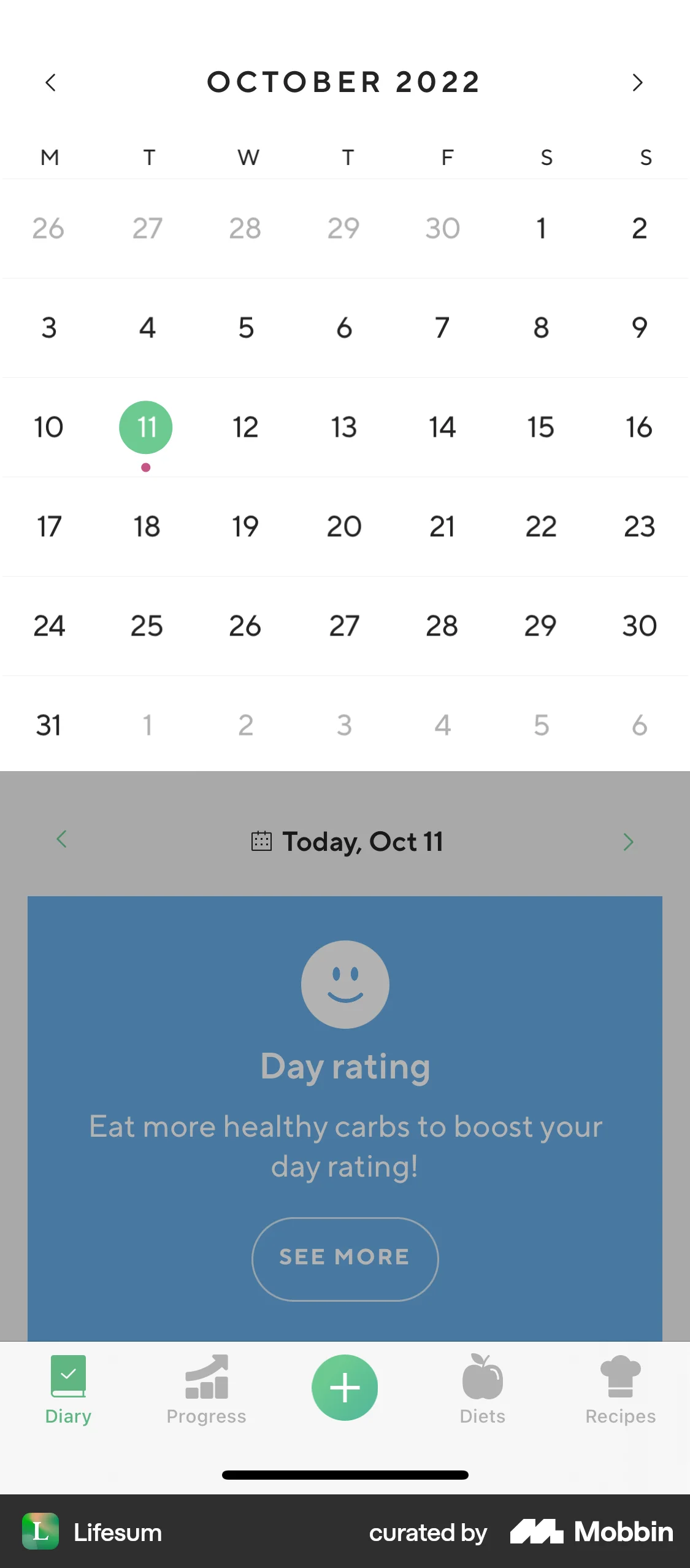 Lifesum iOS screen containing Date Picker UI element