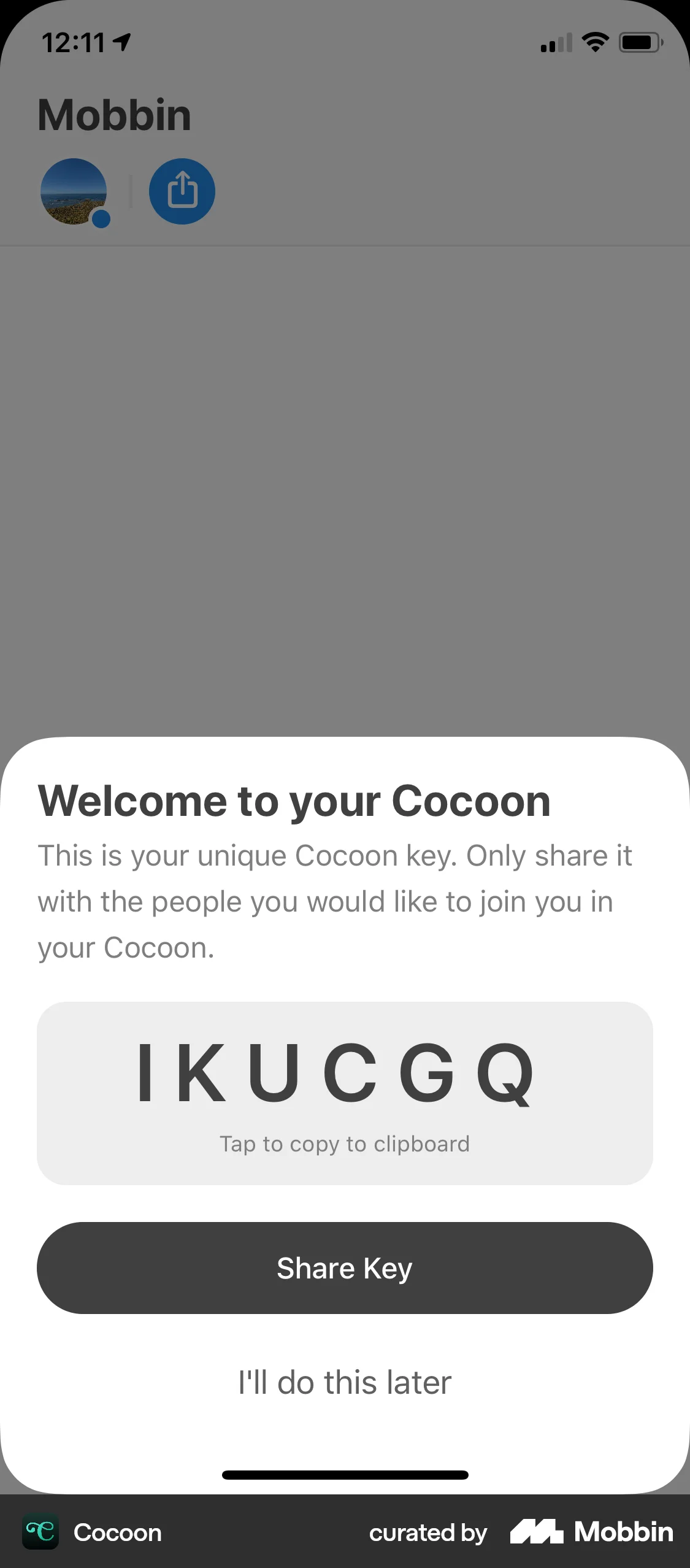 Cocoon iOS Share screen