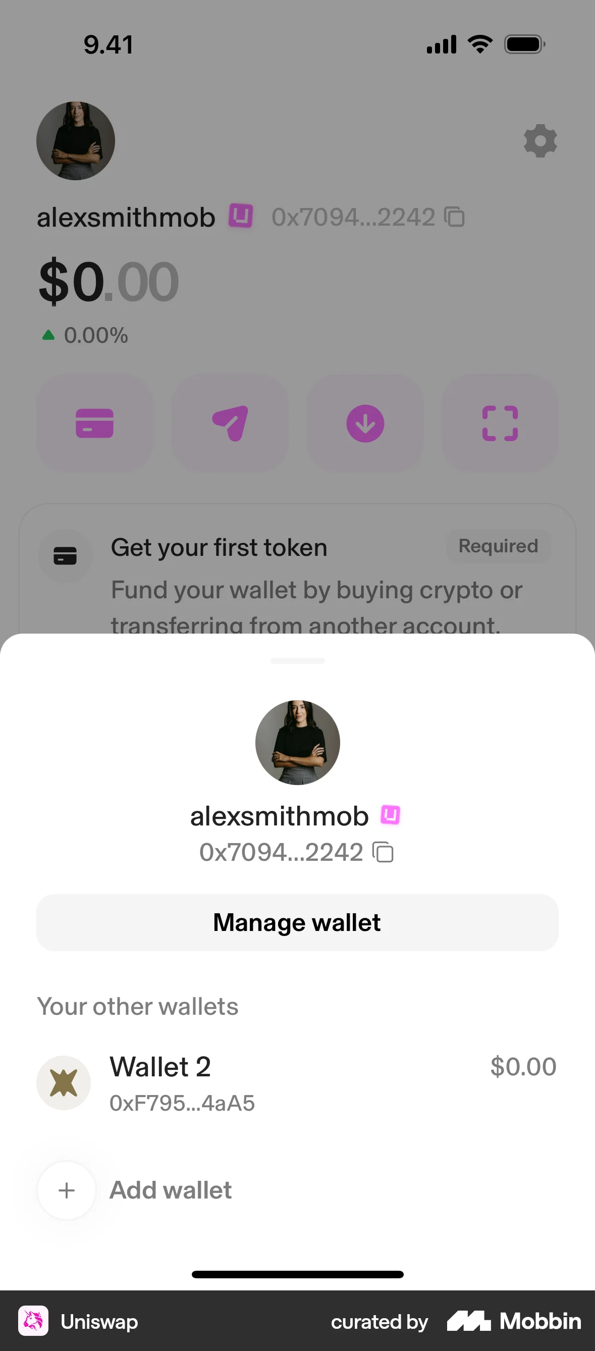 Uniswap iOS Wallet & Balance screen