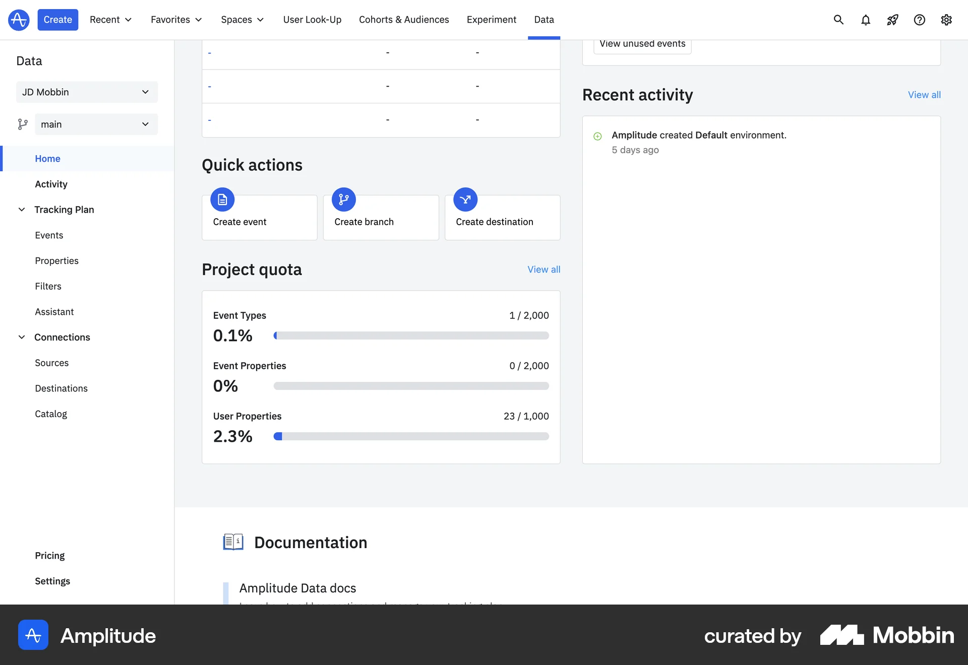 Amplitude Web Notifications screen
