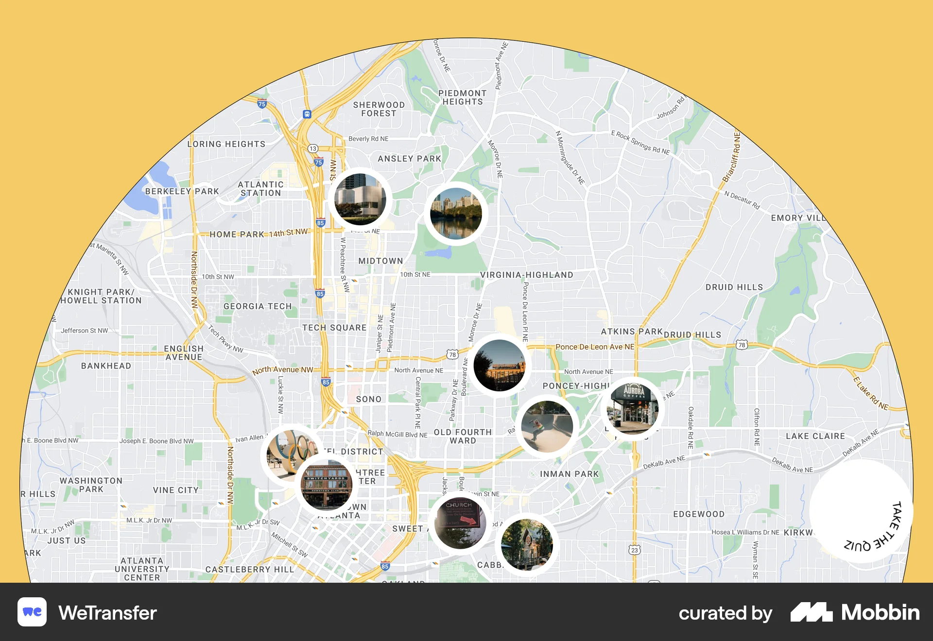 WeTransfer Web Map screen