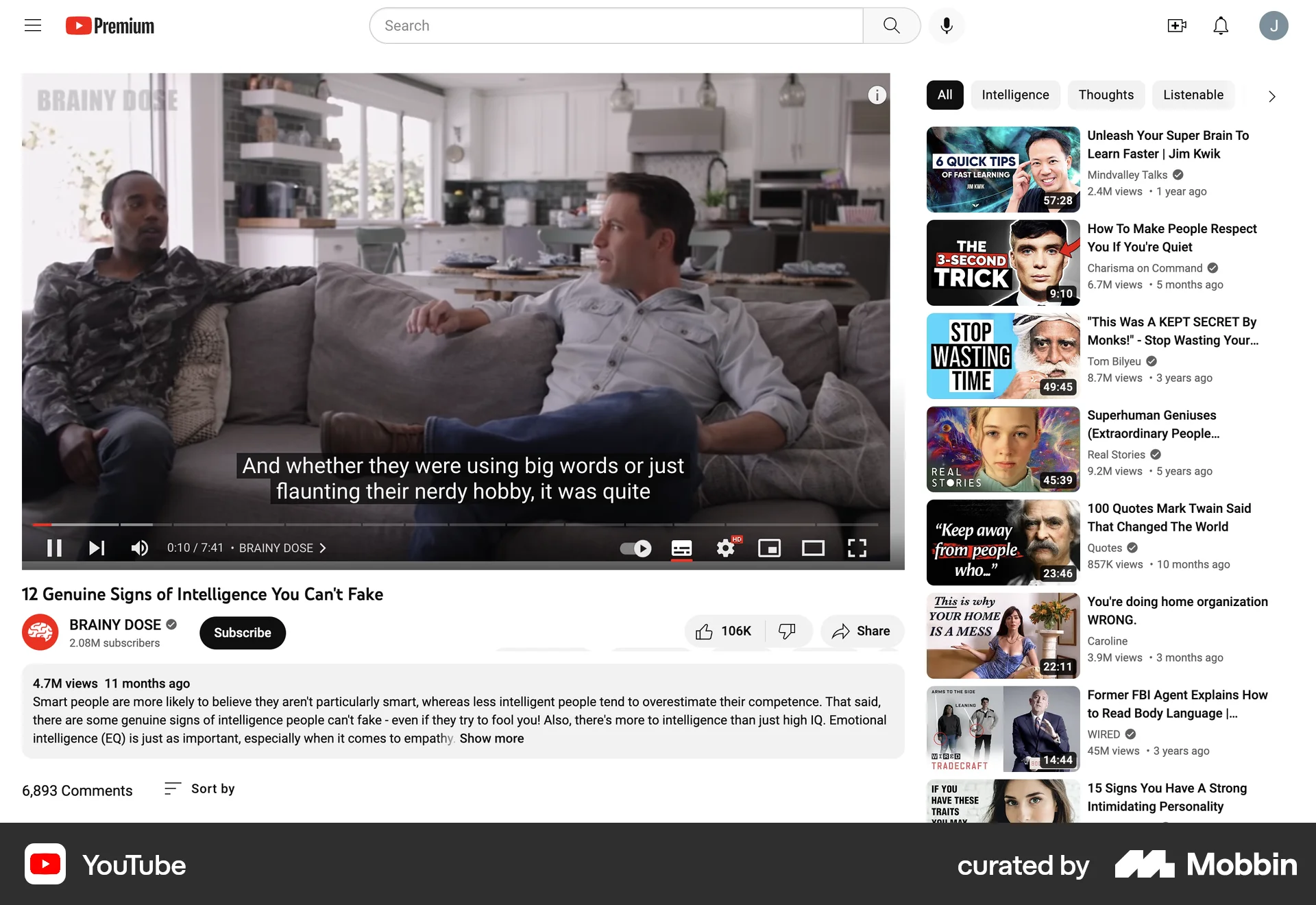 YouTube Web Video Player screen