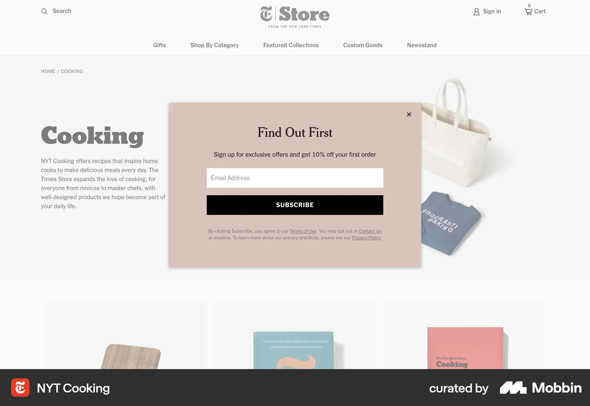 NYT Cooking Web Follow & Subscribe screen