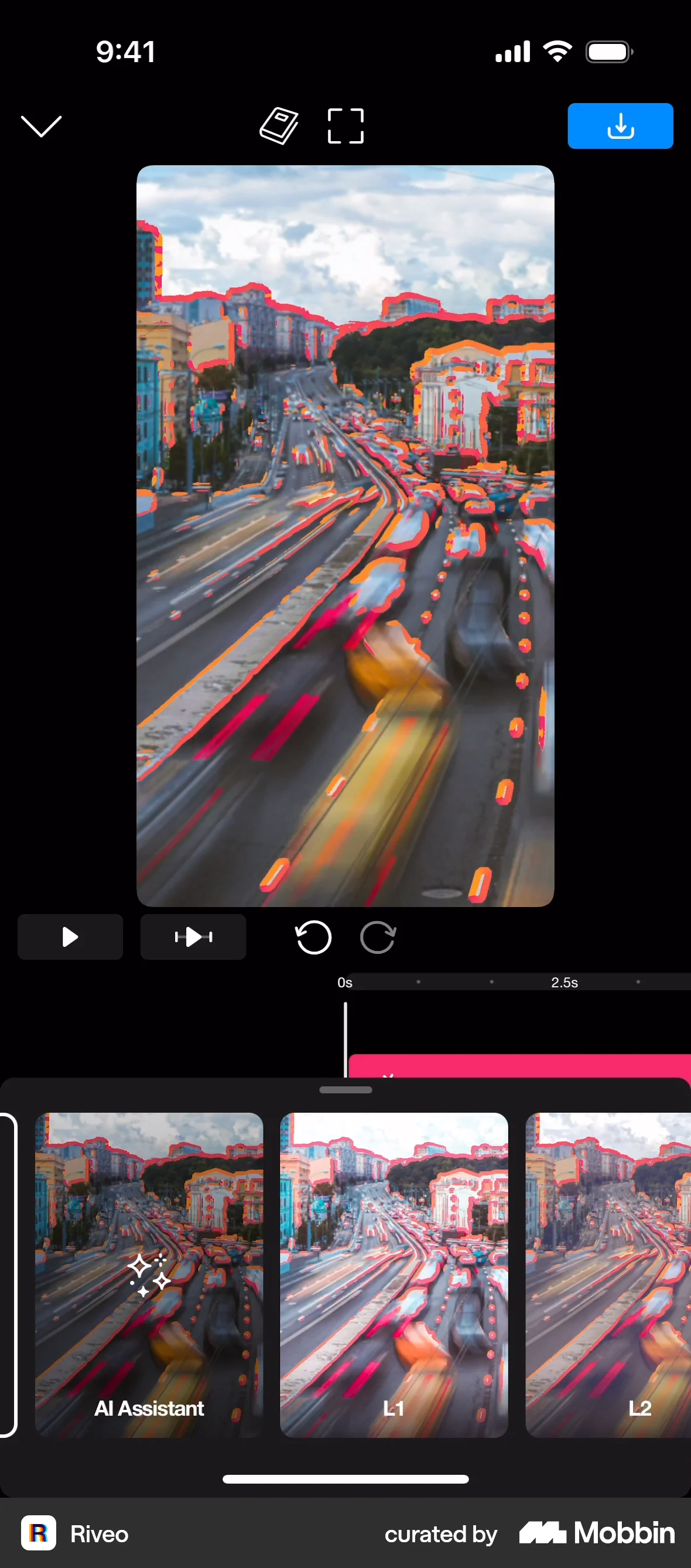 Riveo iOS Filters & Stickers screen