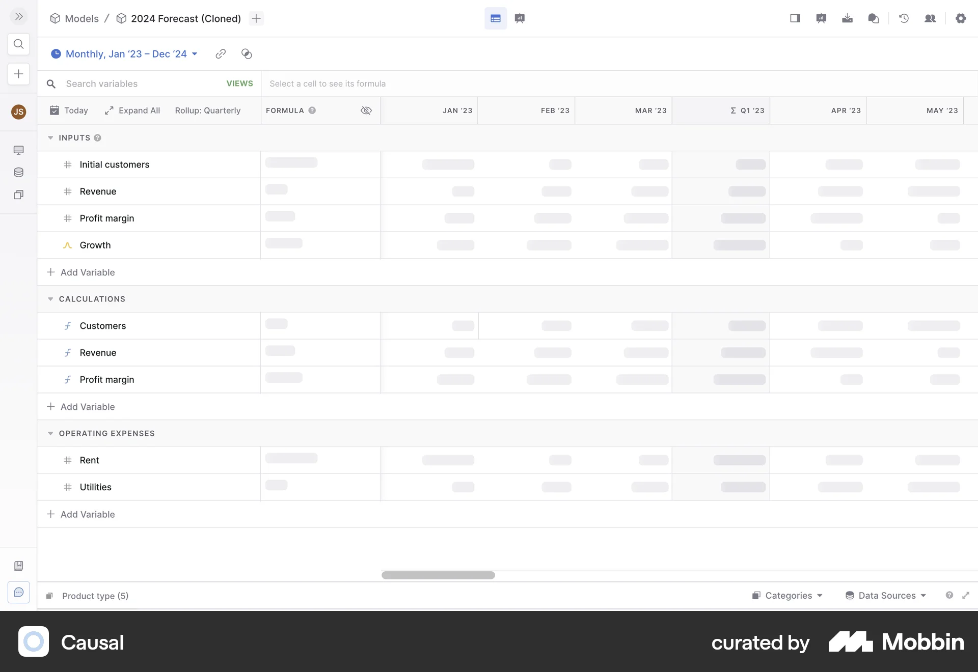 Causal Web screen containing Skeleton UI element
