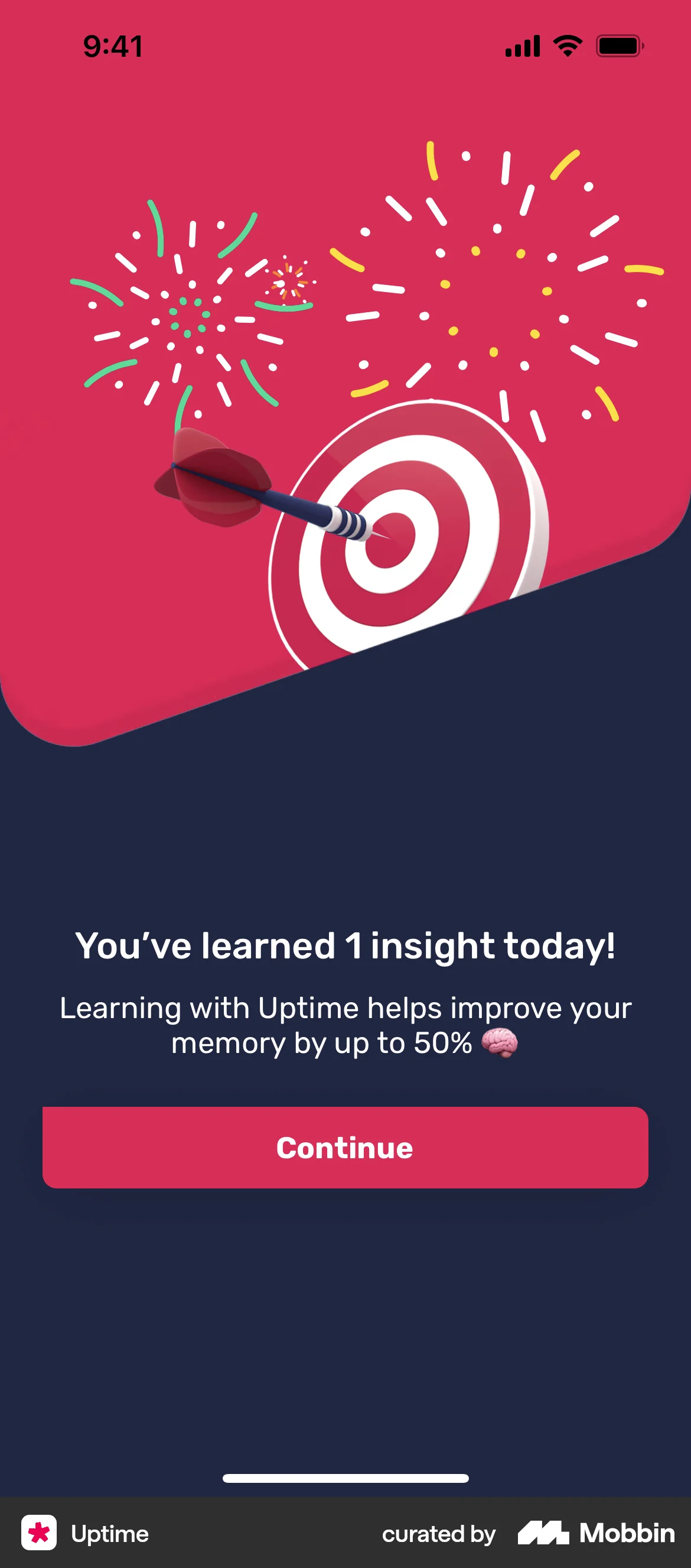 Uptime iOS Confetti screen