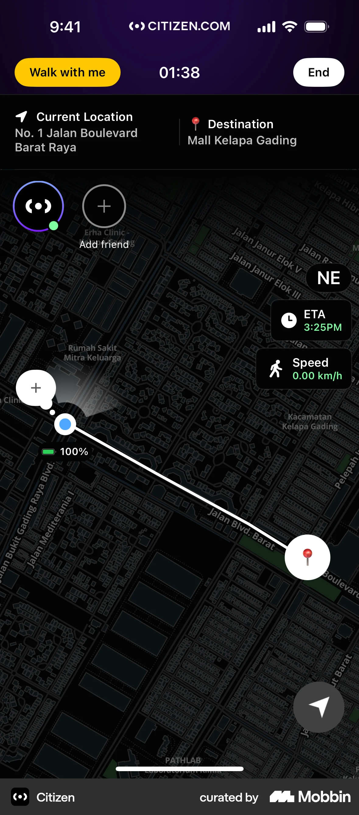 Citizen iOS screen containing Floating Action Button UI element