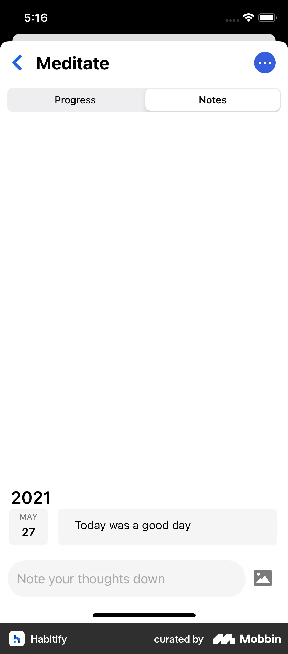 Habitify iOS Goal & Task screen