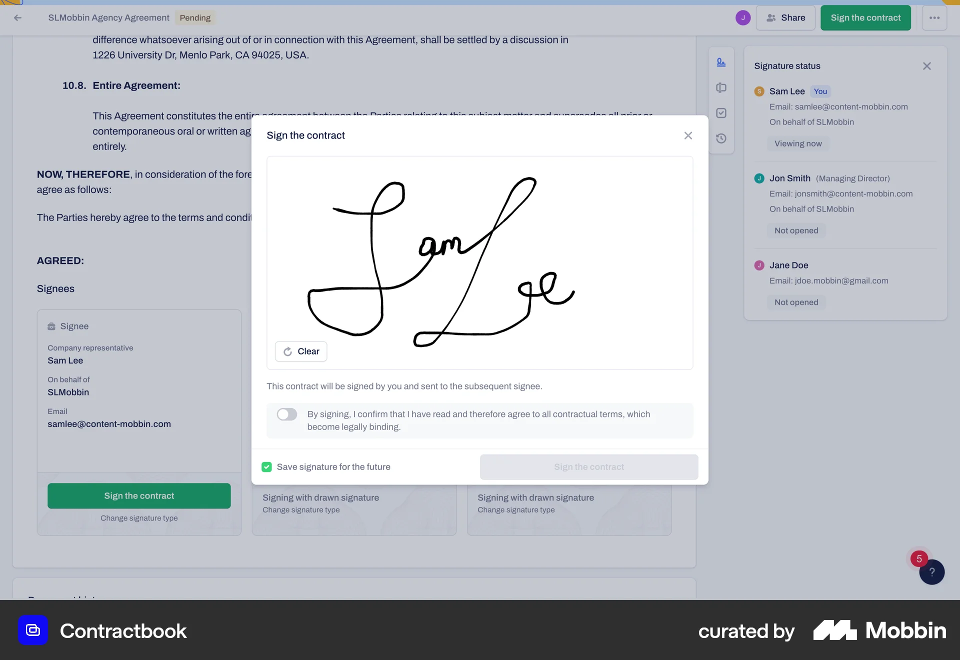 Contractbook Web Draw & Annotate screen
