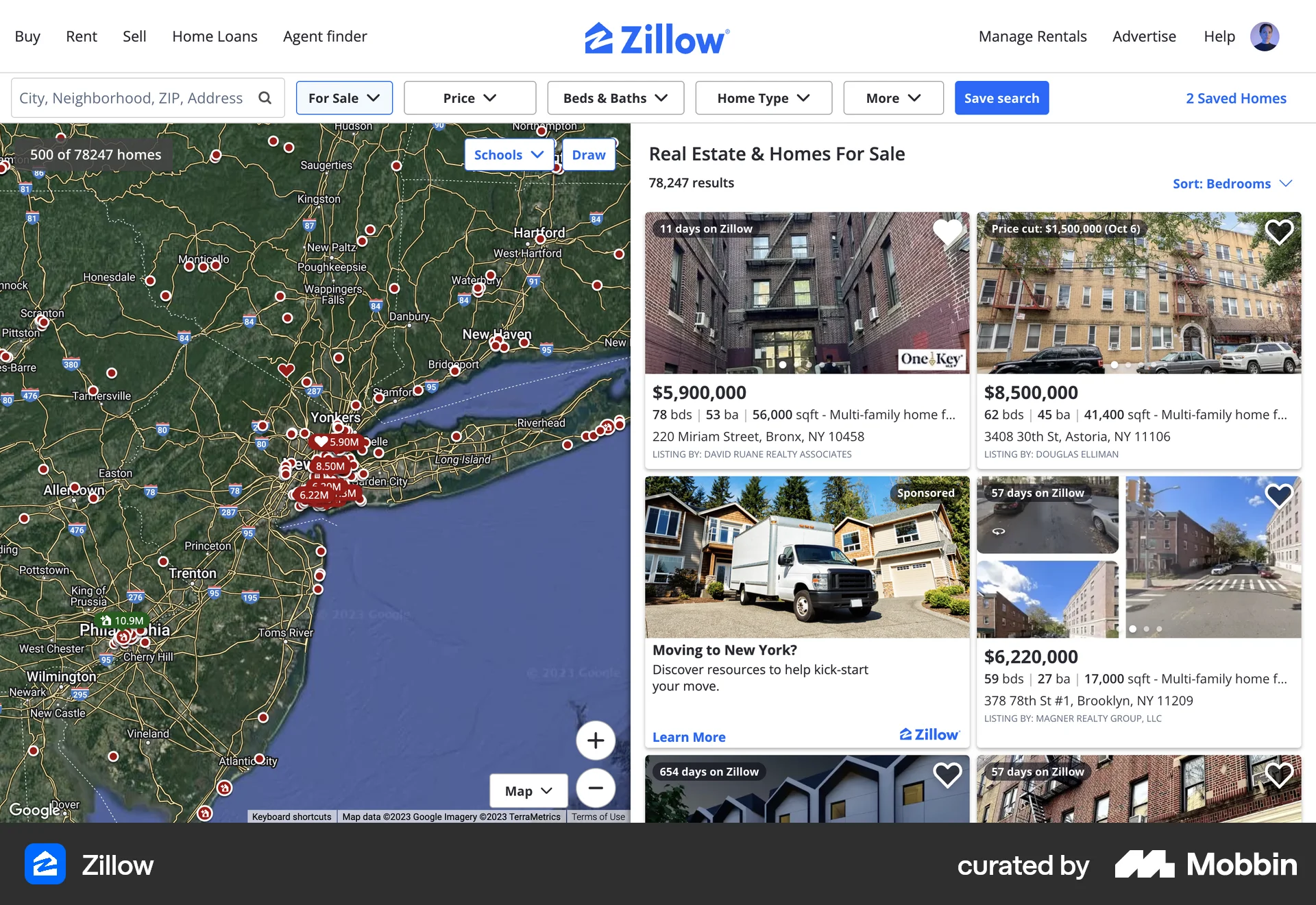 Zillow Web Real Estate App screen