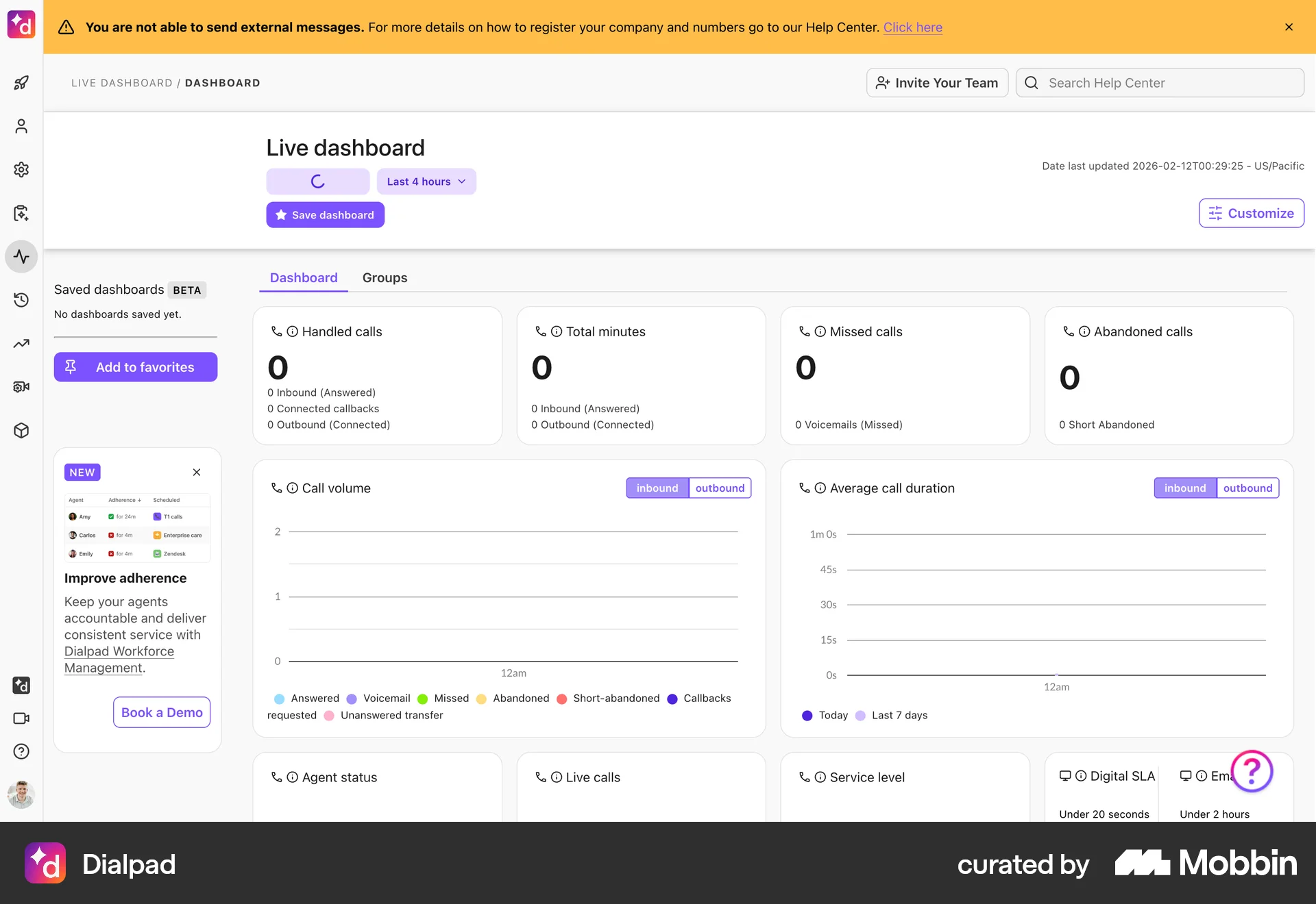 Dialpad Web Dashboard screen