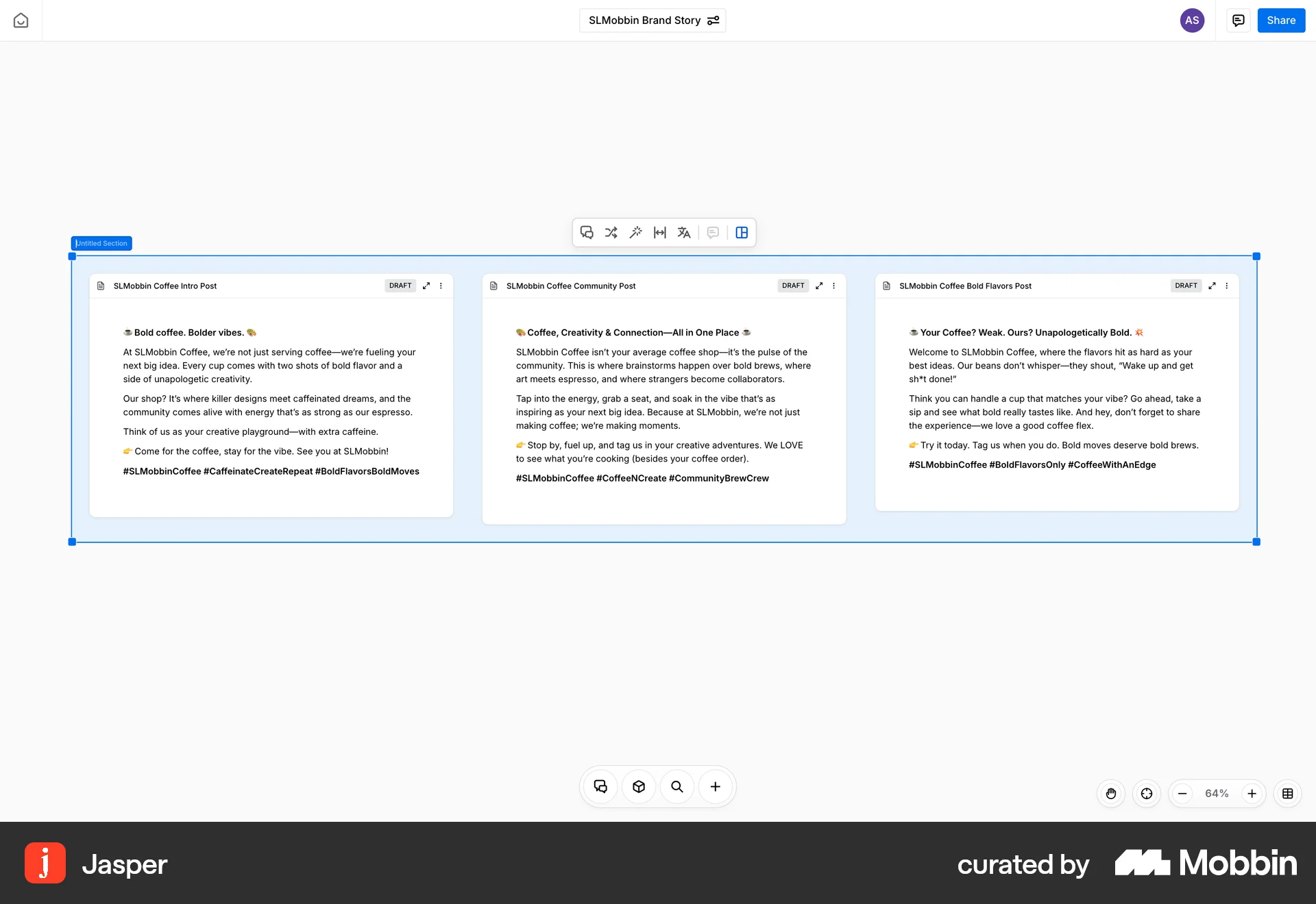 Jasper Web Add & Create screen