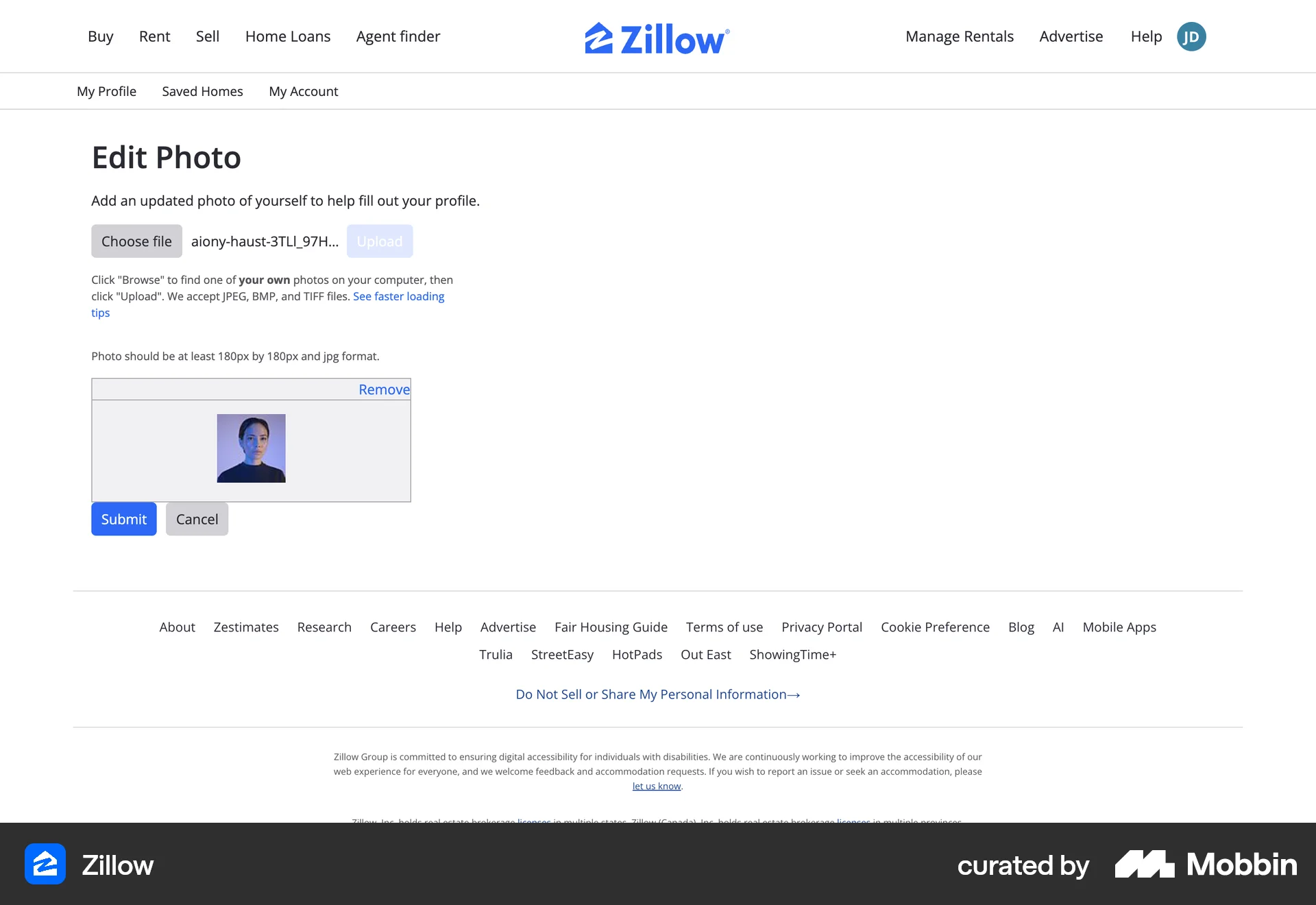 Zillow Web Real Estate App screen