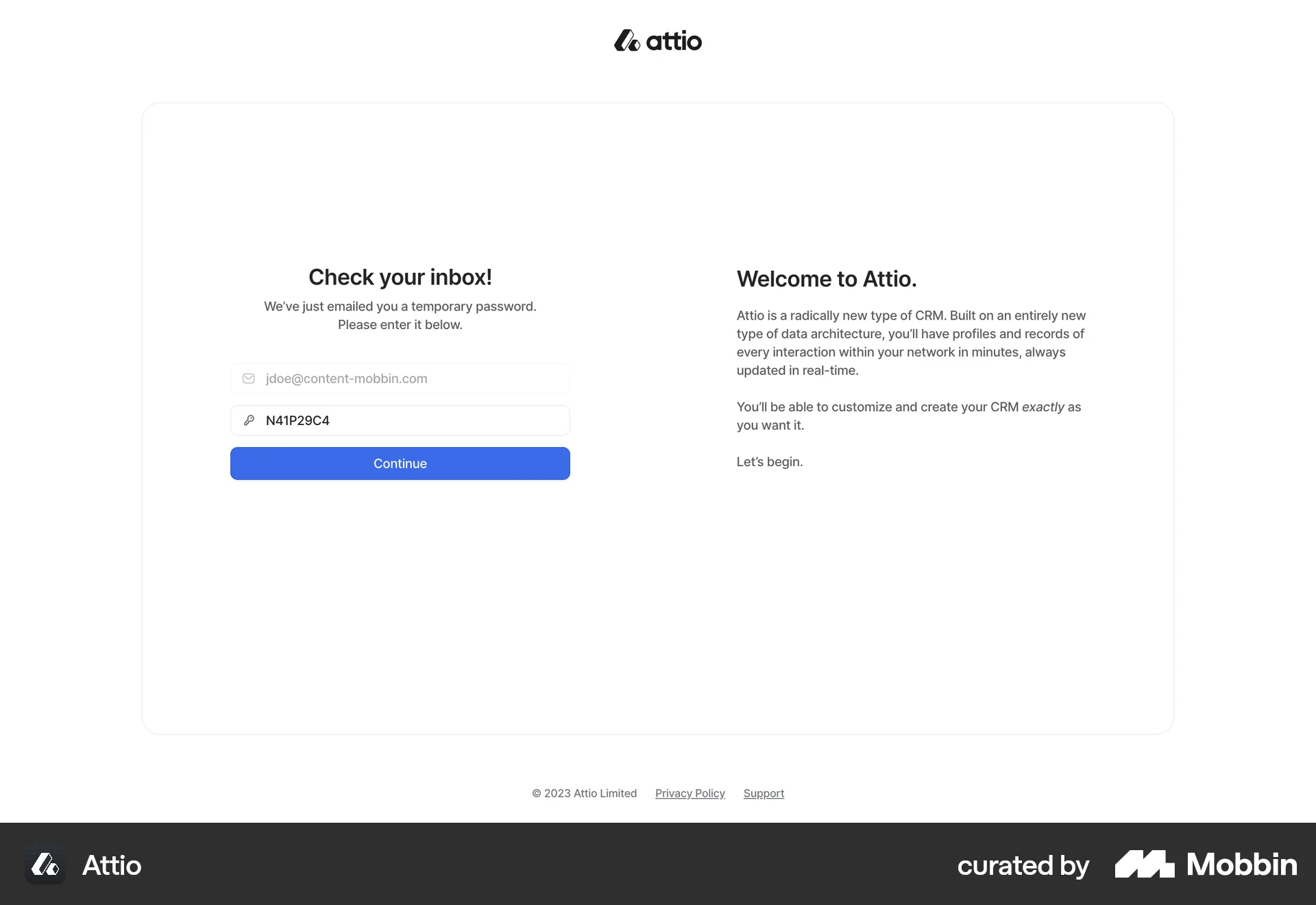 Attio Web Verification screen