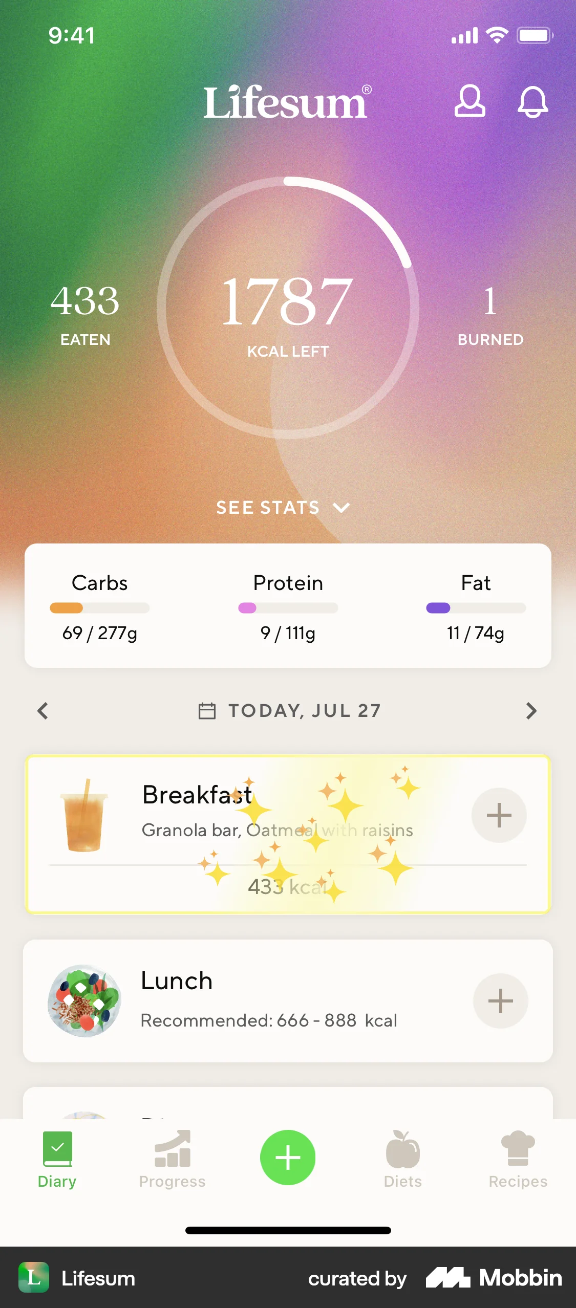 Lifesum iOS Confetti screen