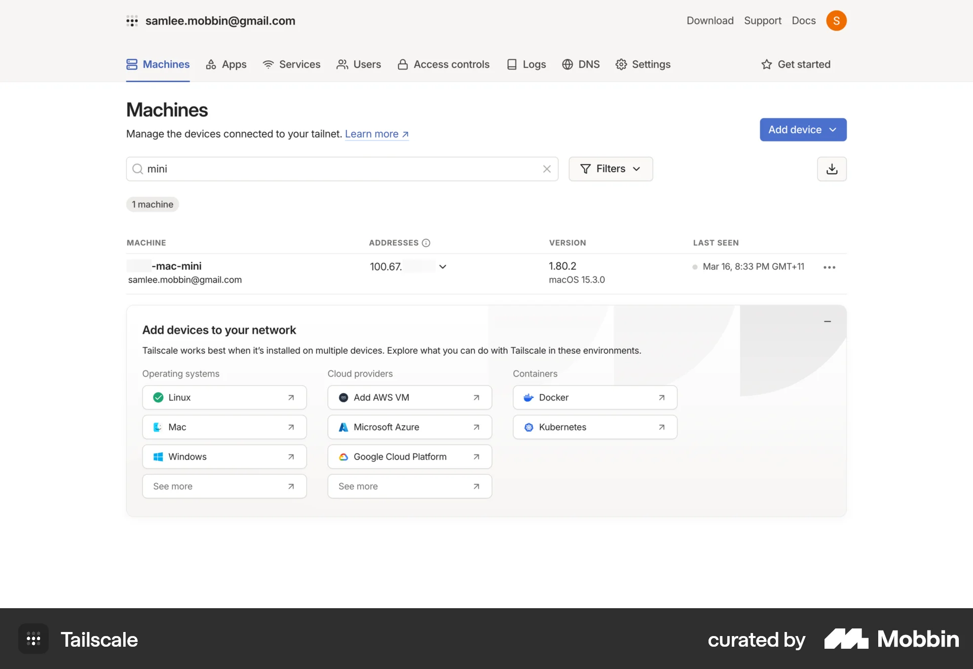 Tailscale Web Utilities App screen