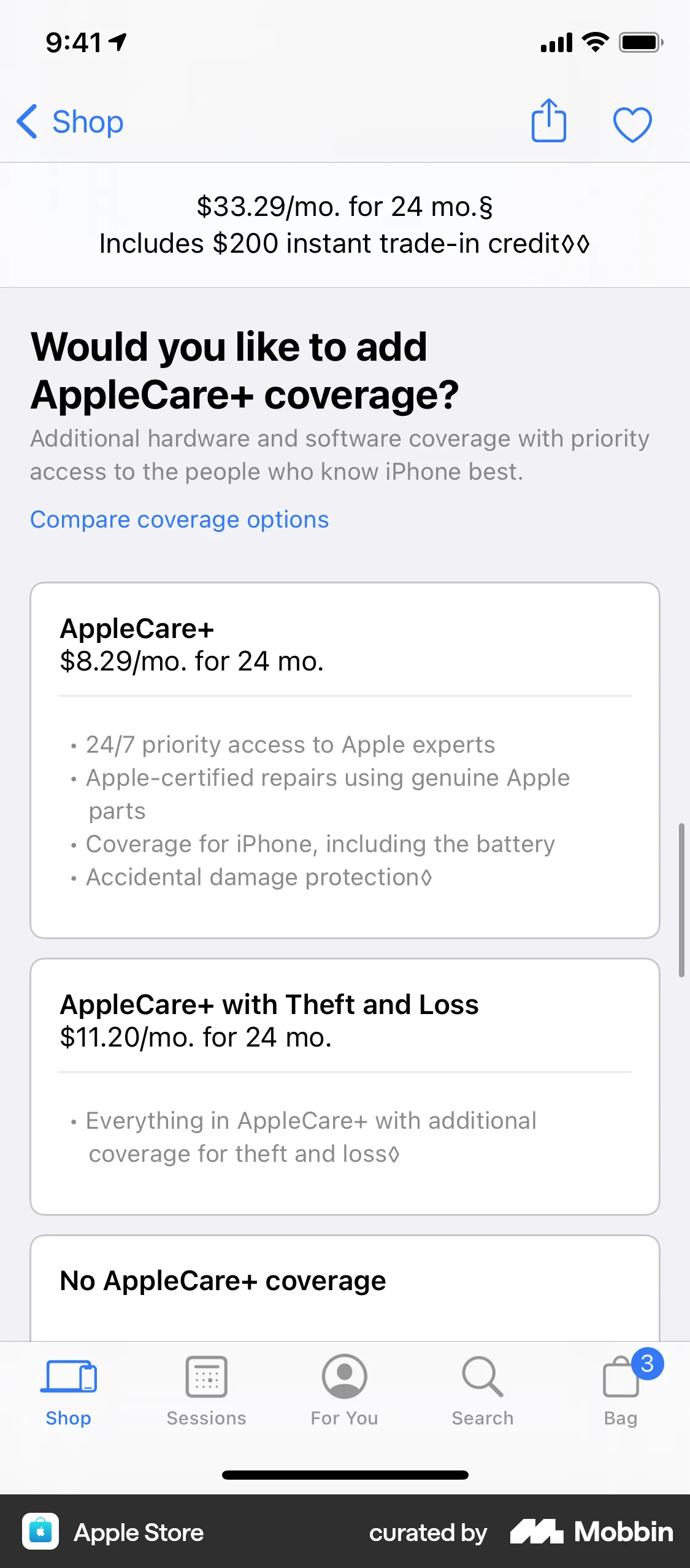 Apple Store iOS Product Detail screen