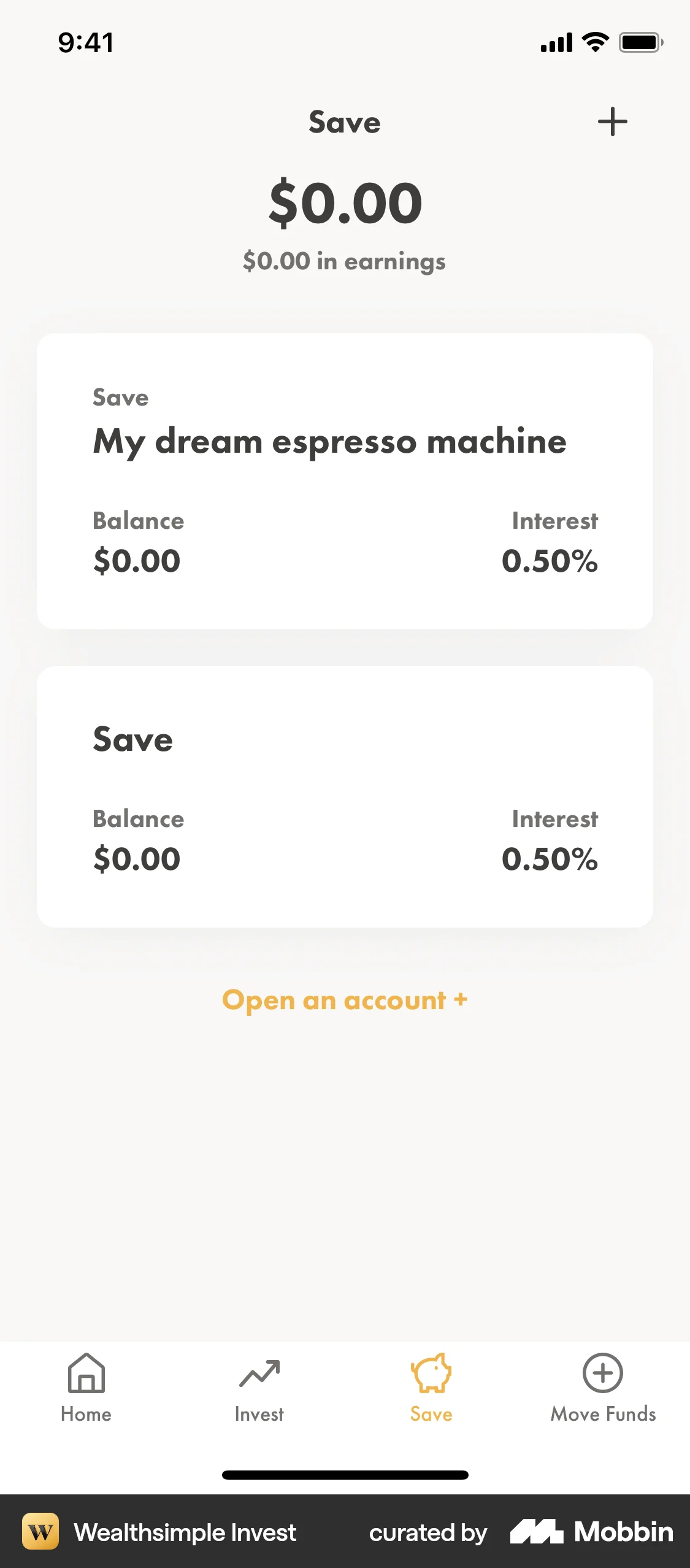 Wealthsimple Invest iOS Wallet & Balance screen