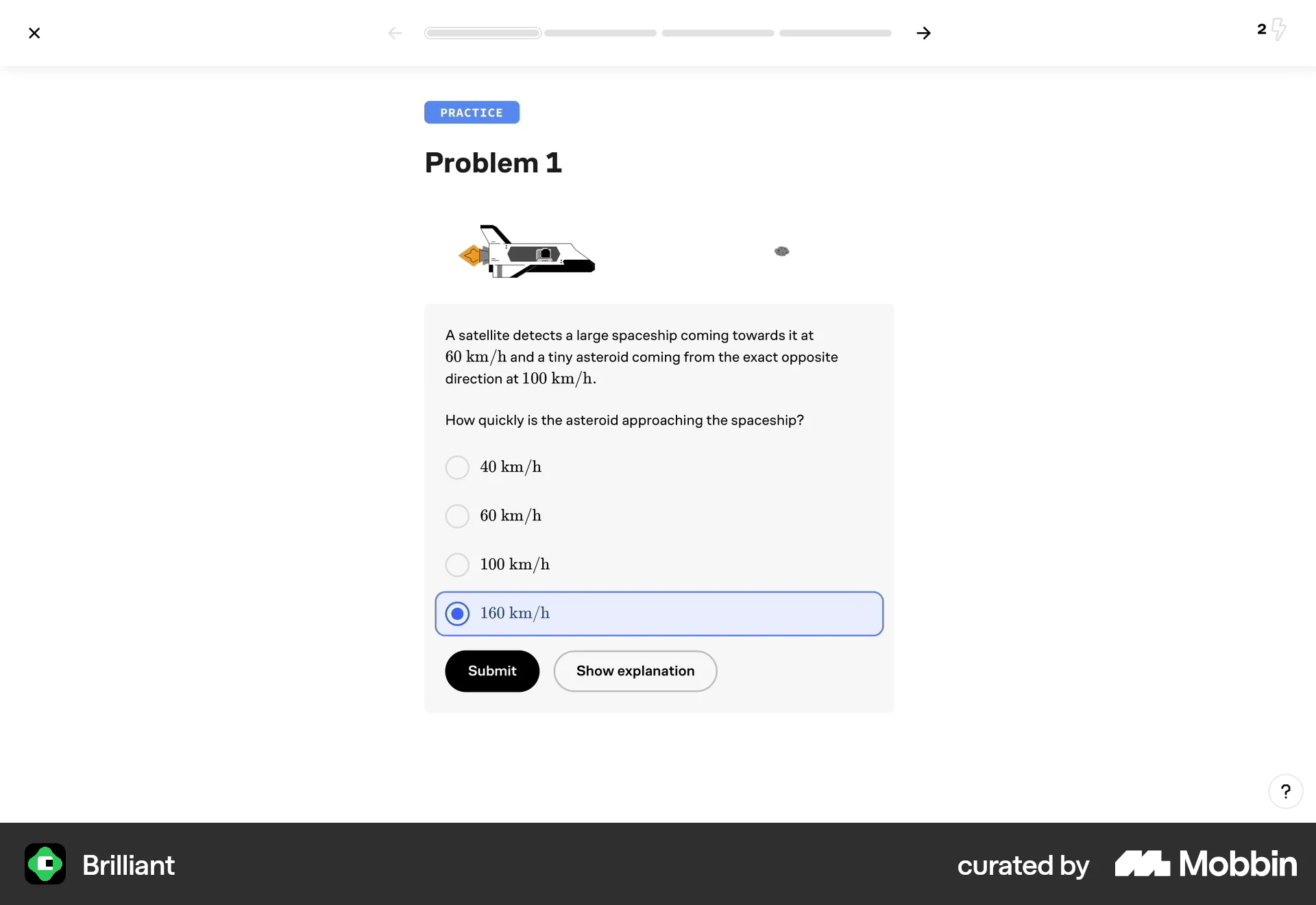 Brilliant Web Quiz screen