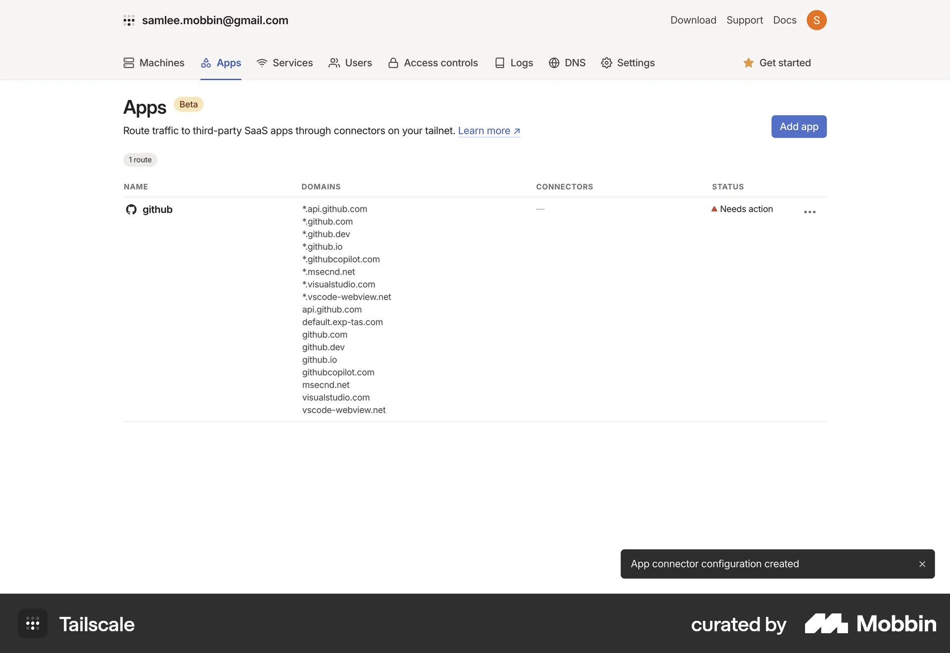 Tailscale Web Utilities App screen