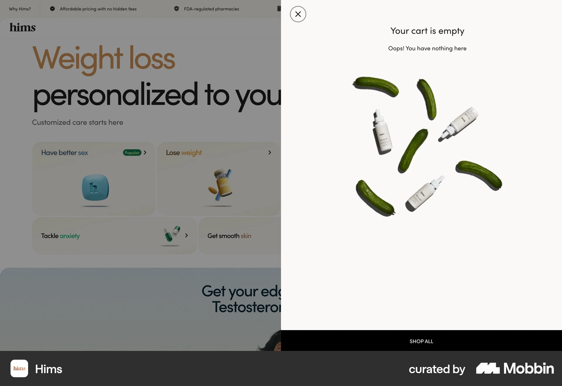 Hims Web Web Shopping Cart screen
