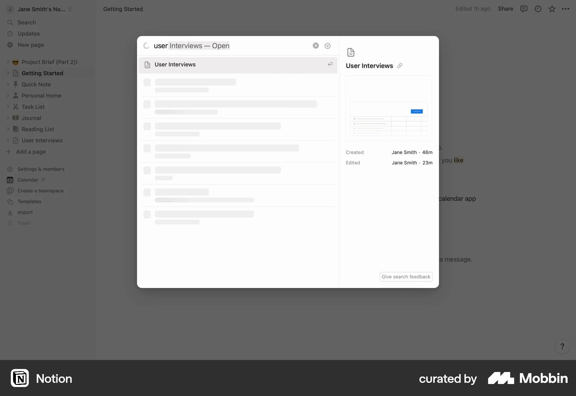 Notion Web screen containing Skeleton UI element