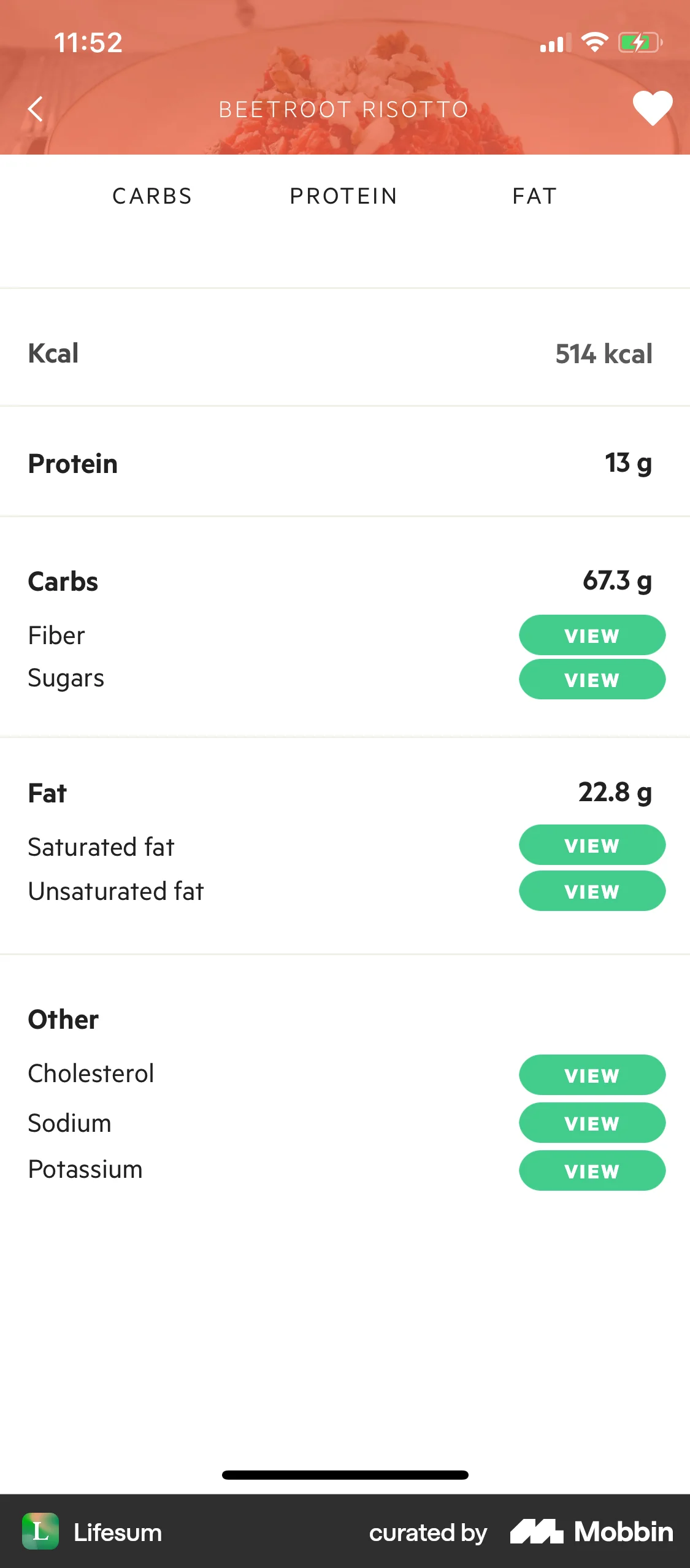 Lifesum iOS Like & Upvote screen