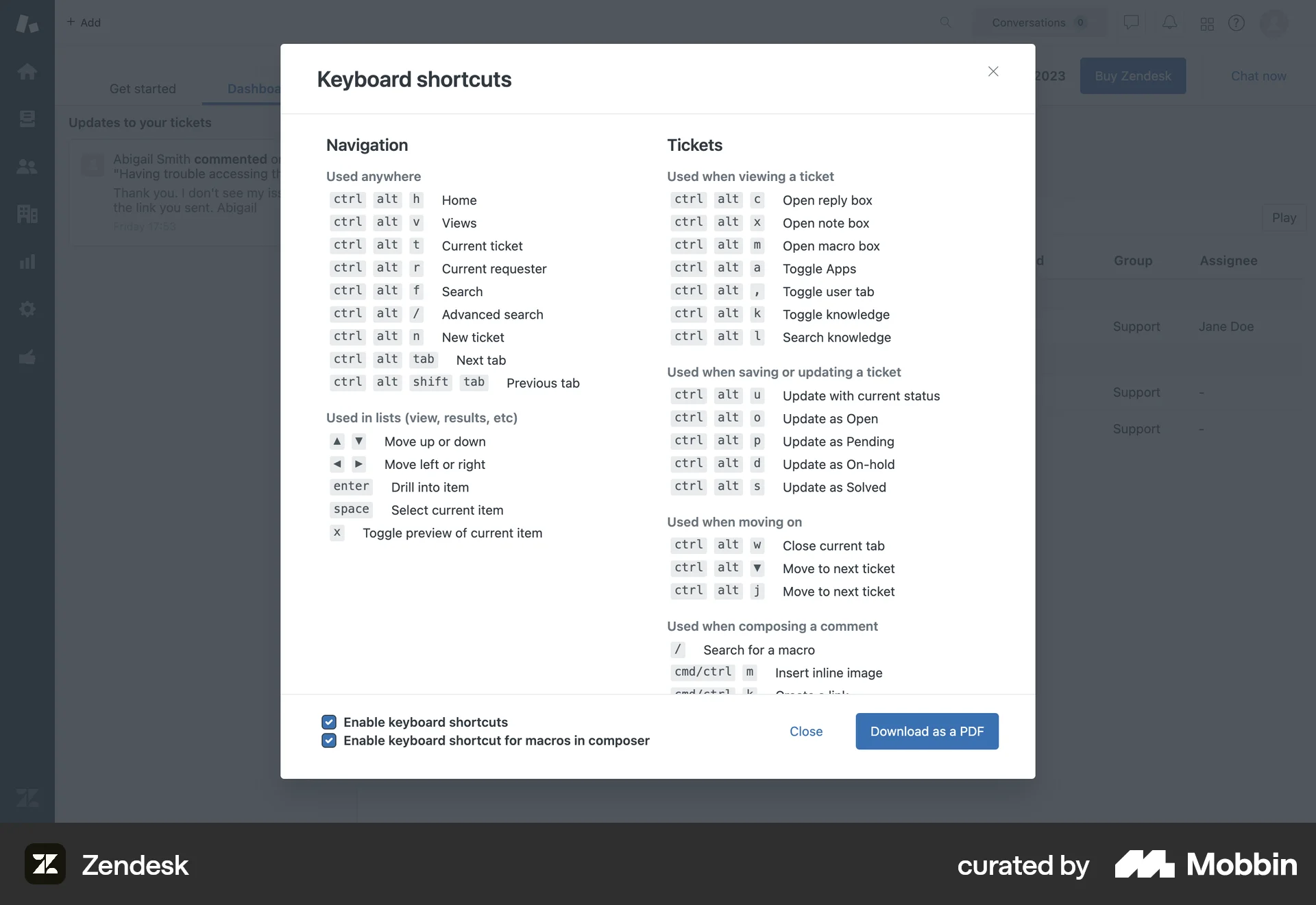 Zendesk Web Other Content screen
